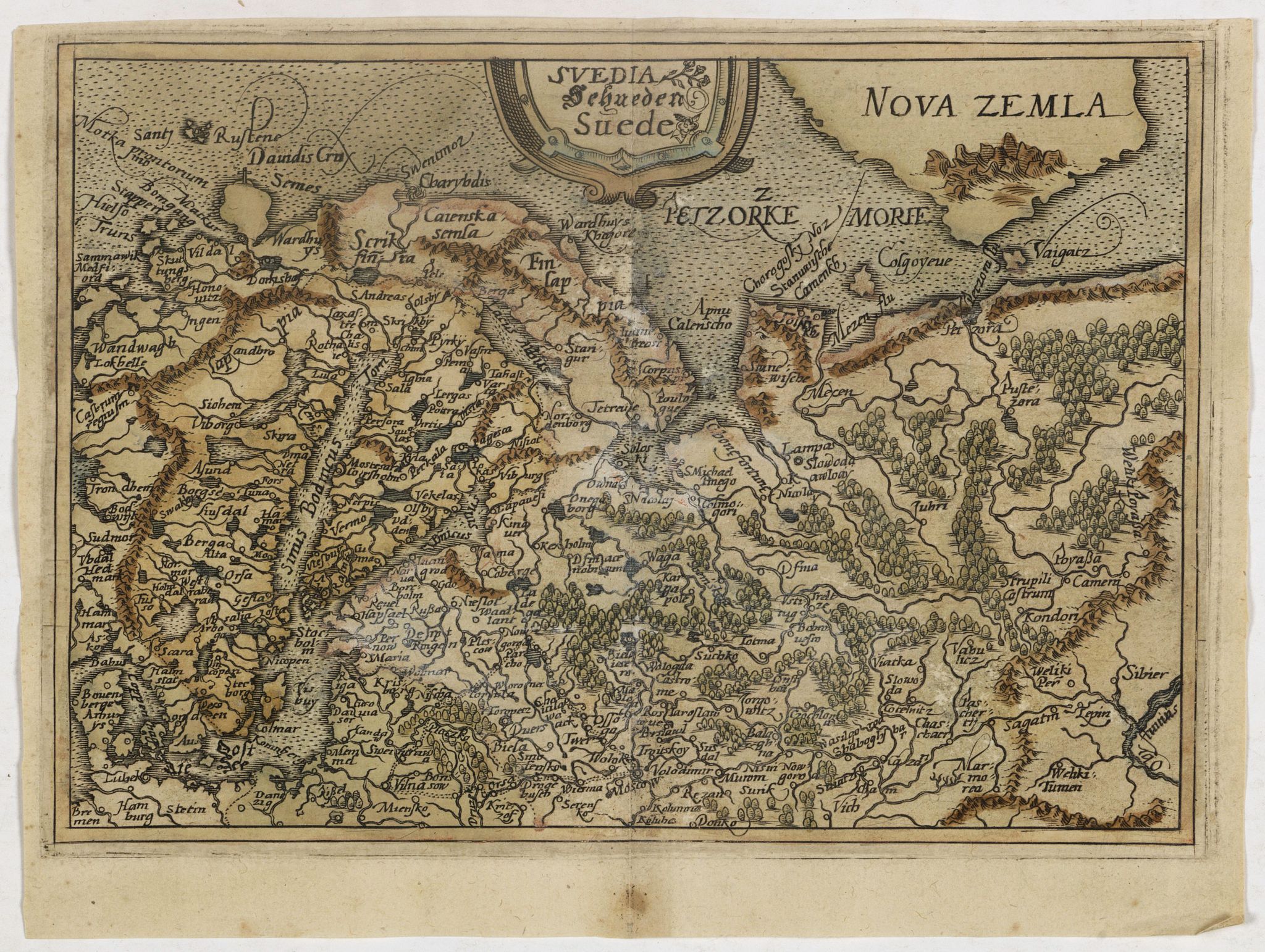 AITZINGER, M. von, Svedia Schueden Suede, antique map, old maps