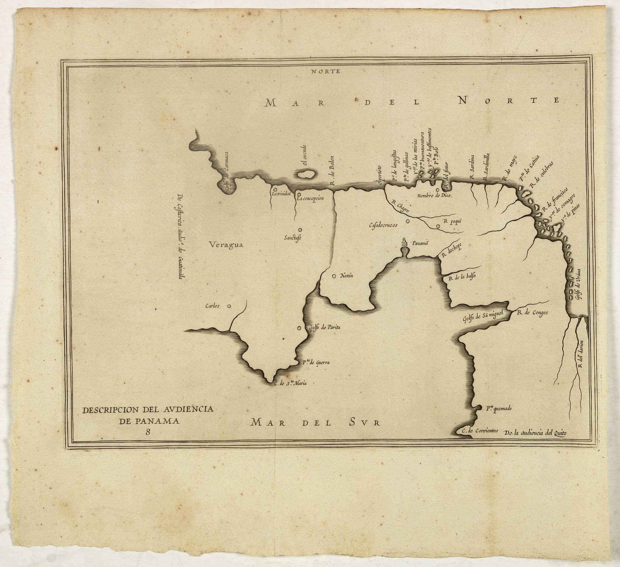 HERRERA y TORDESILLAS, A. de, Descripcion del audiencia de Panama., antique map, old maps