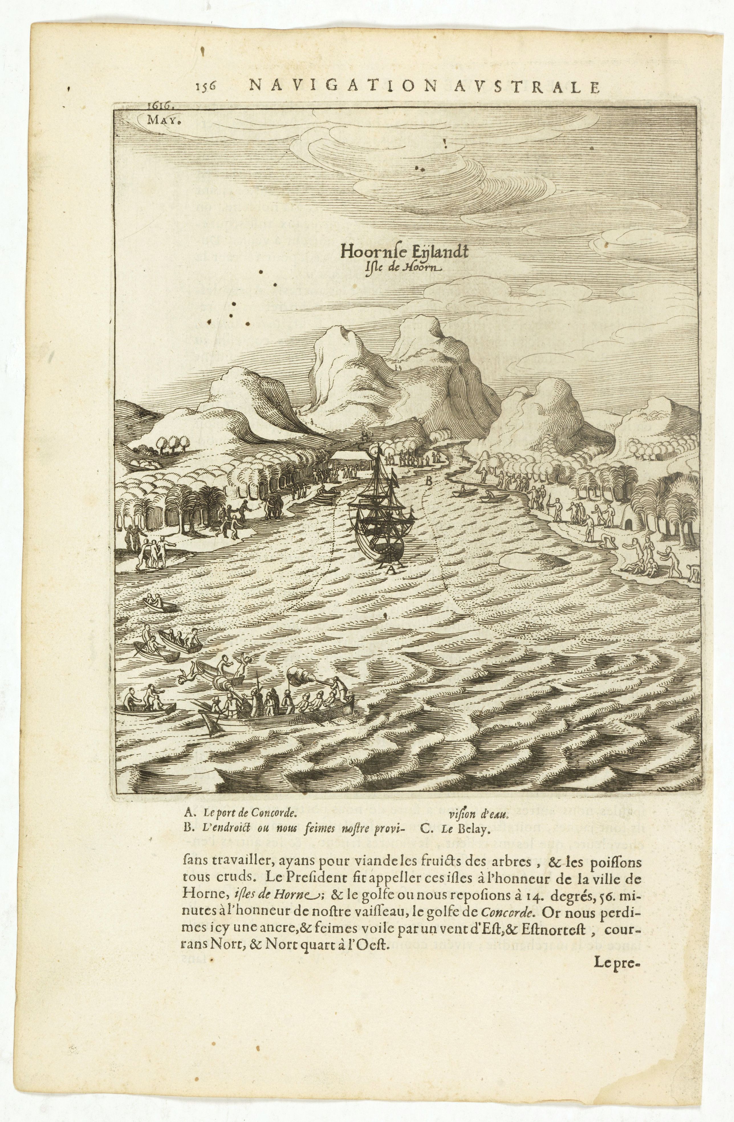 HERRERA y TORDESILLAS, A. de, Hoornse Eijlandt Isle de Hoorn., antique map, old maps