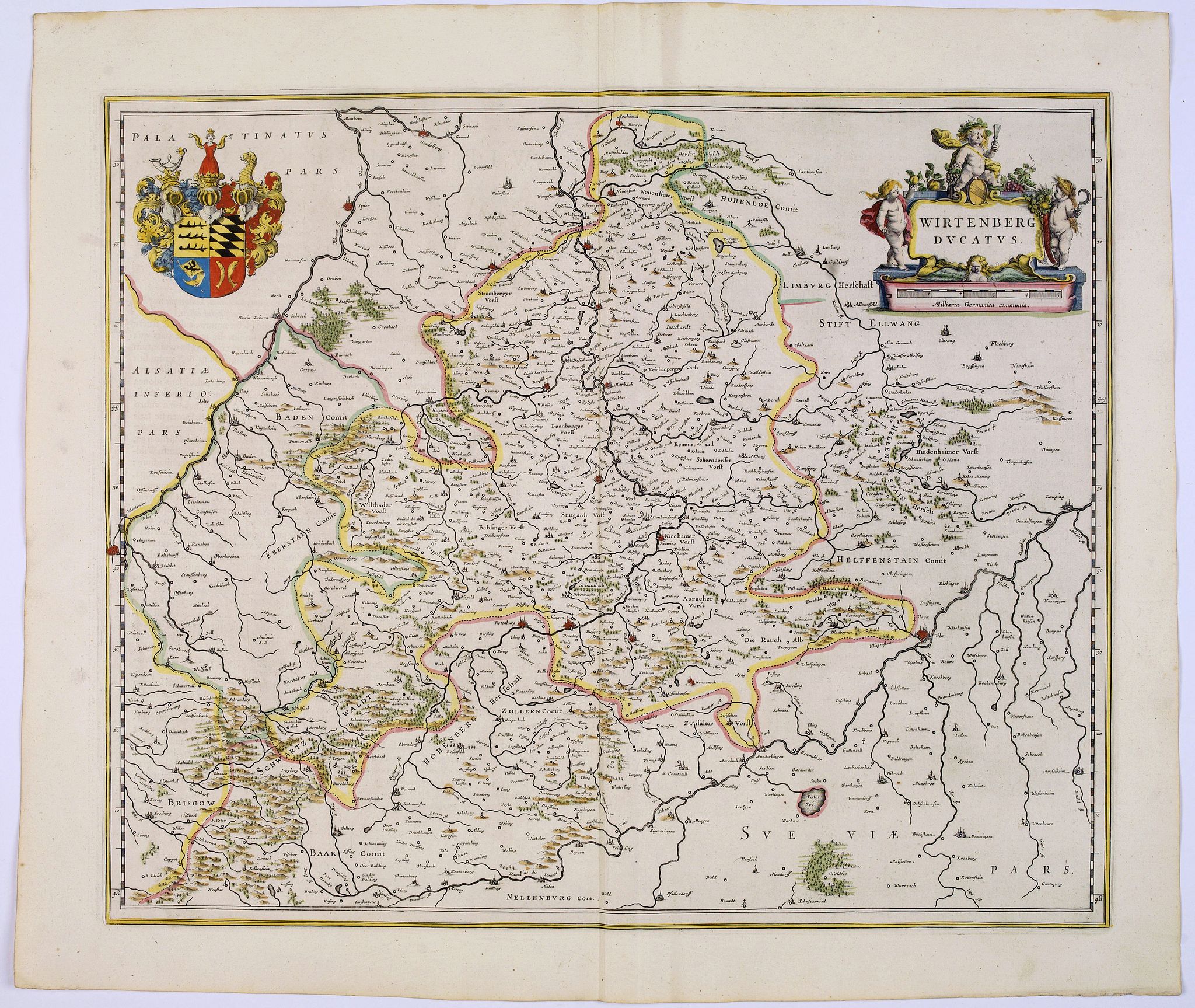 BLAEU, J., Wirtenberg Ducatus., antique map, old maps