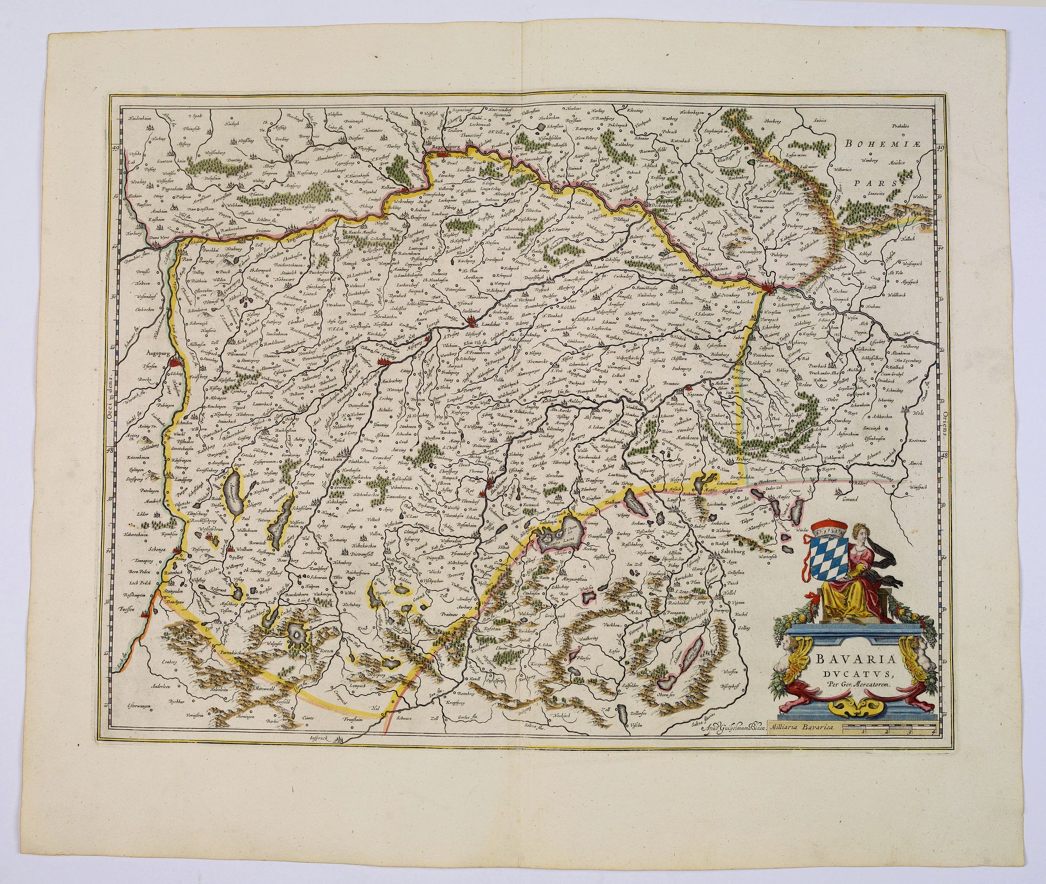 BLAEU, J., Bavaria Ducatus., antique map, old maps