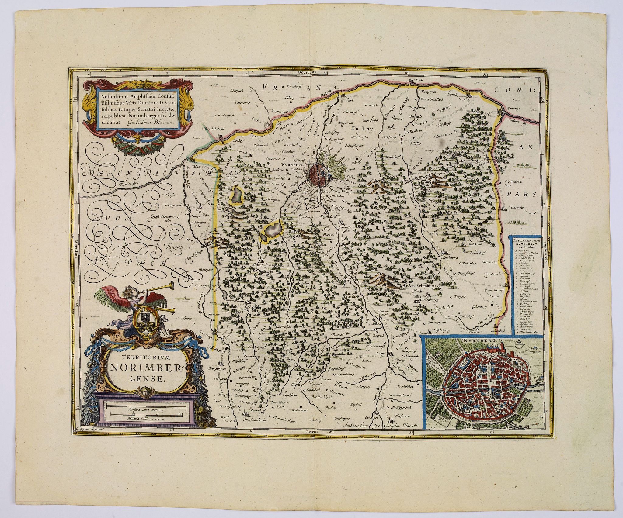 BLAEU, J., Territorium Norimbergense., antique map, old maps