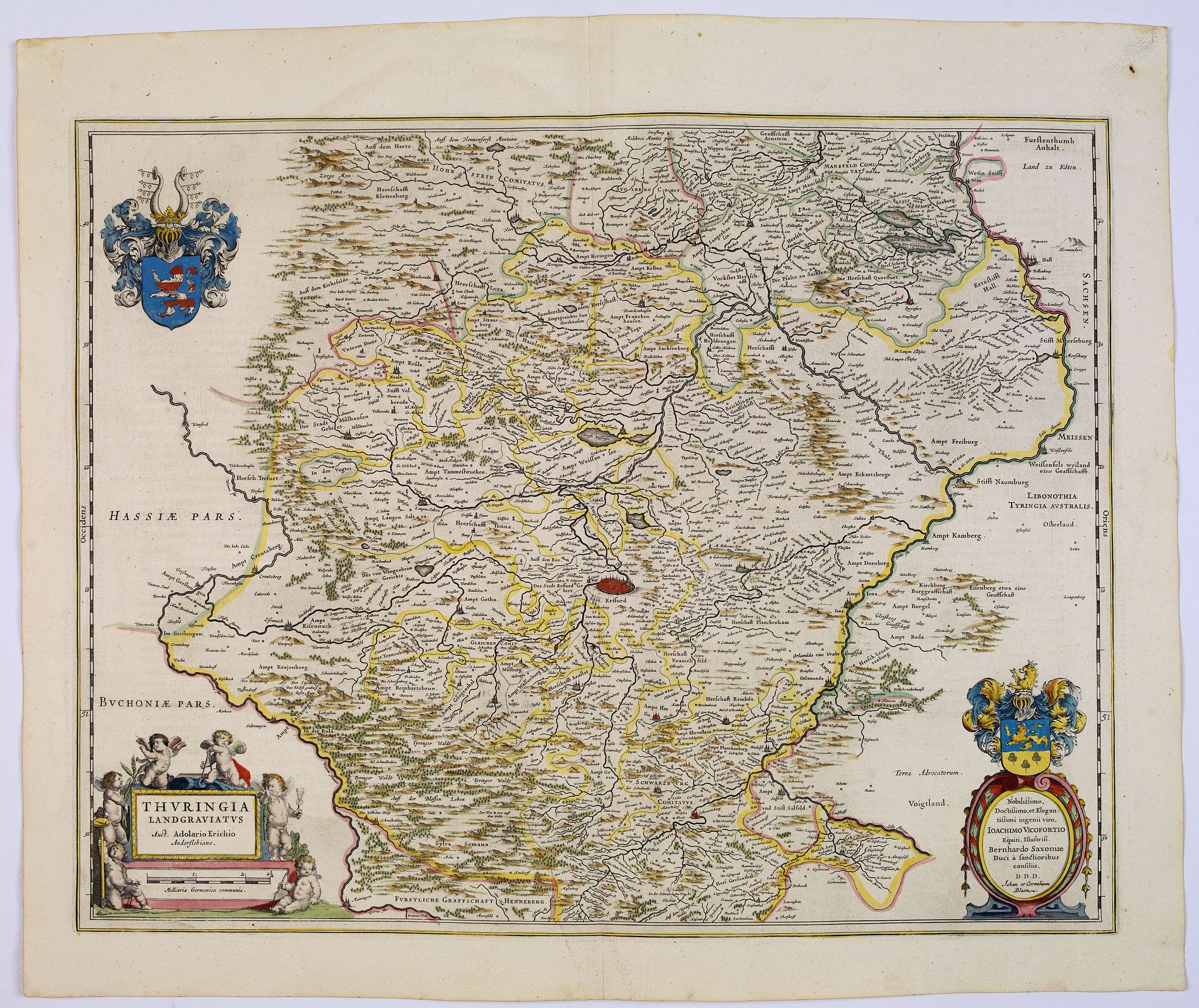 BLAEU, J., Thuringia Landgraviatus…, antique map, old maps