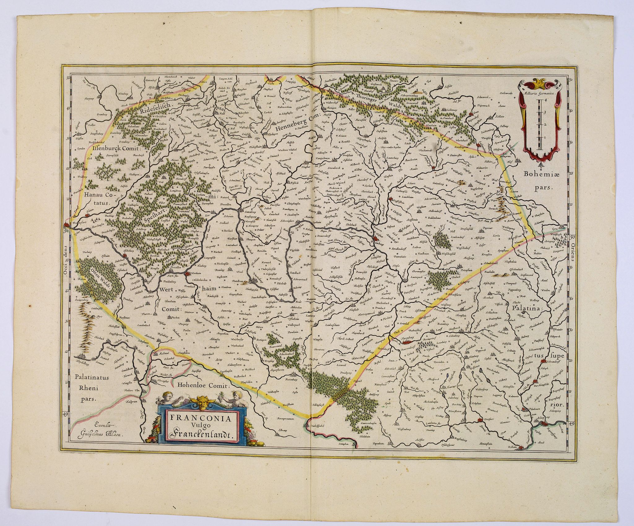 BLAEU, J., Franconia vulgo Franckenlandt., antique map, old maps