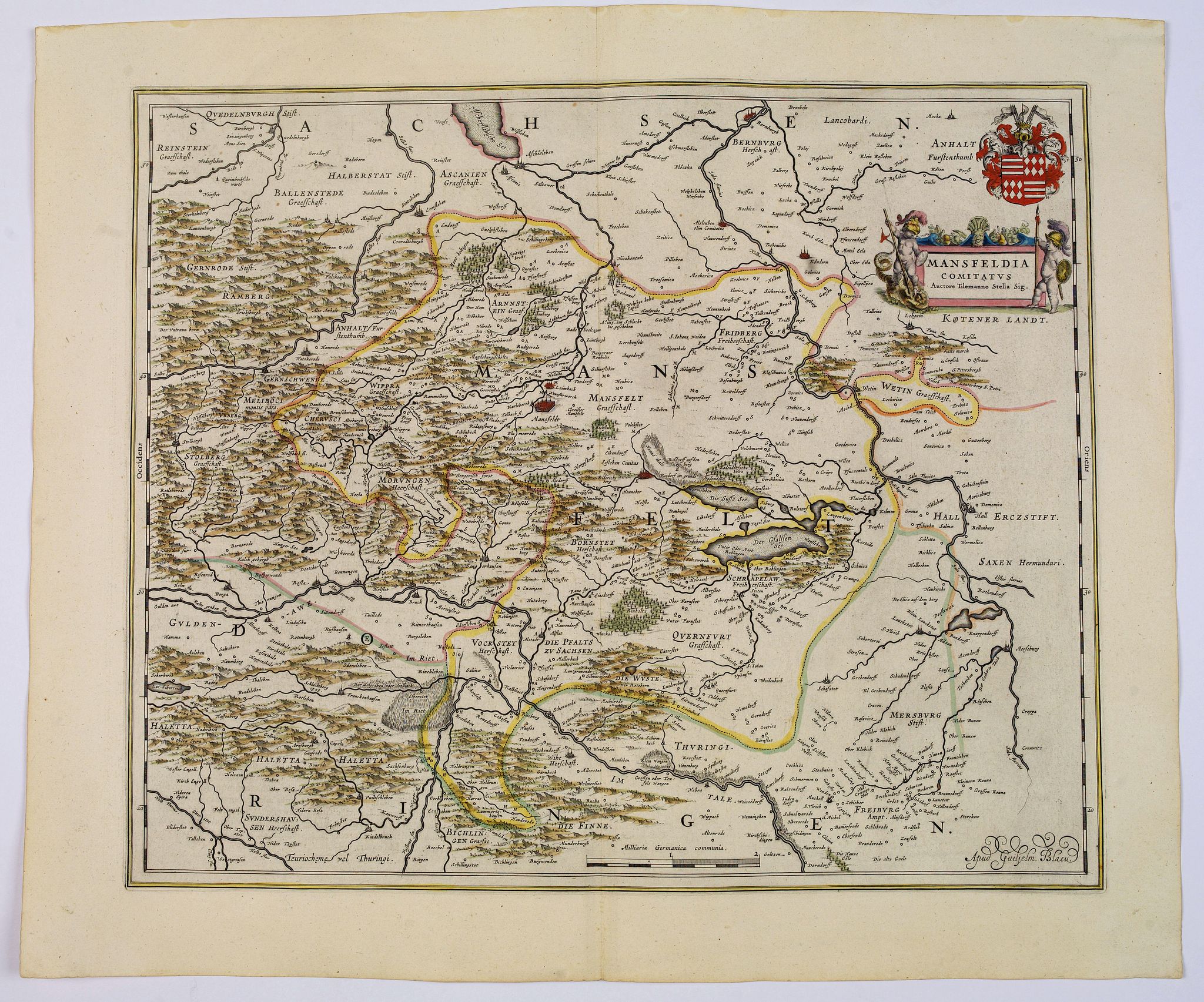BLAEU, J., Mansfeldia Comitatus. . ., antique map, old maps