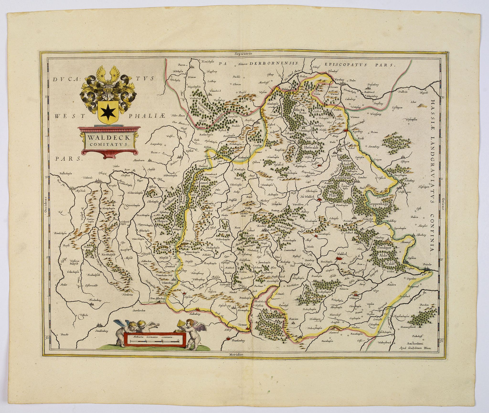 BLAEU, J., Waldeck Comitatus., antique map, old maps