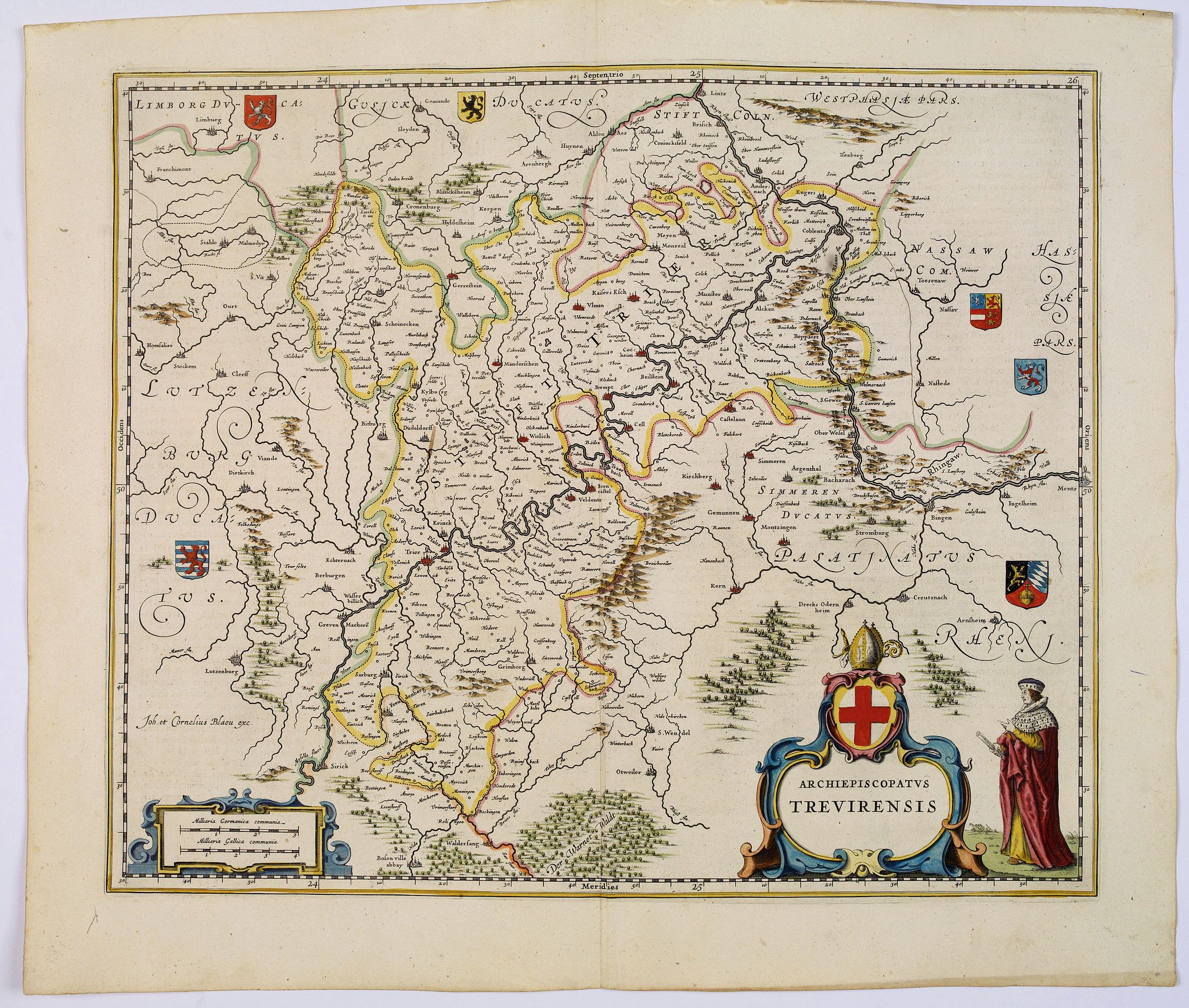 BLAEU, J., Archiepiscopatus Trevirensis., antique map, old maps