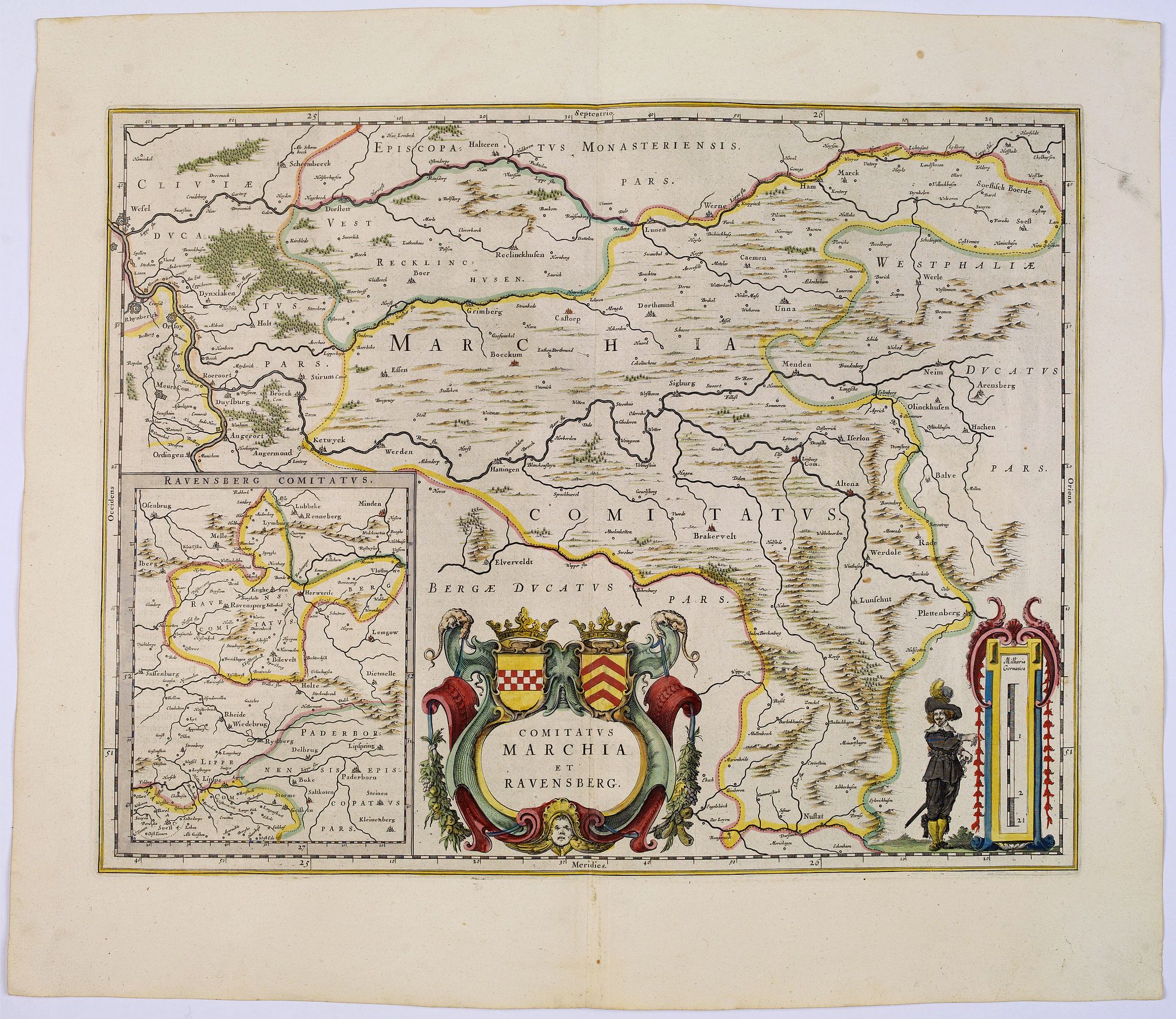 BLAEU, J., Comitatus Marchia et Ravensberg., antique map, old maps