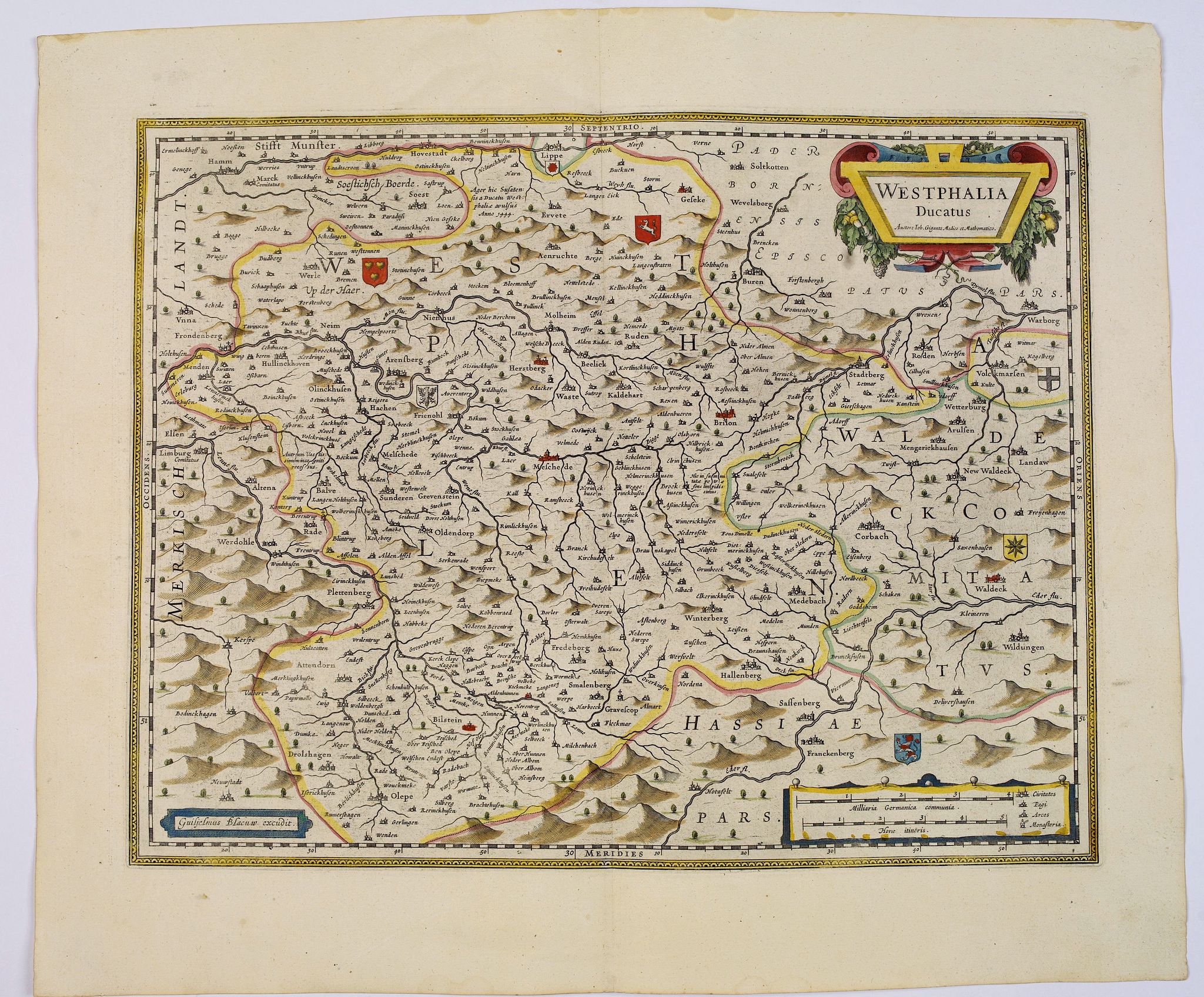 BLAEU, J., Westphalia Ducatus., antique map, old maps
