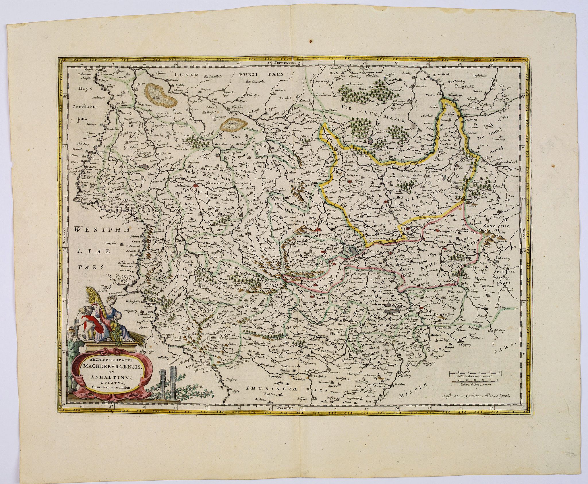 BLAEU, J., Archiepiscopatus Maghdeburgensis et Anhaltinus Ducatus., antique map, old maps