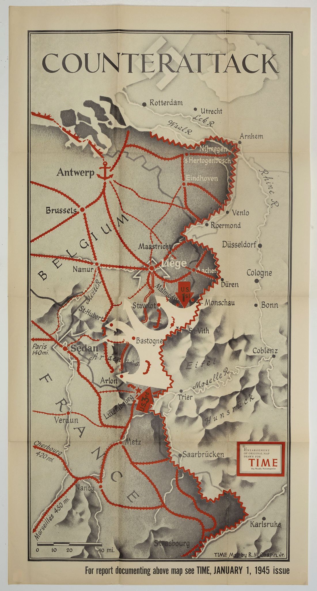CHAPIN, R. M. Jr., Counter attack., antique map, old maps