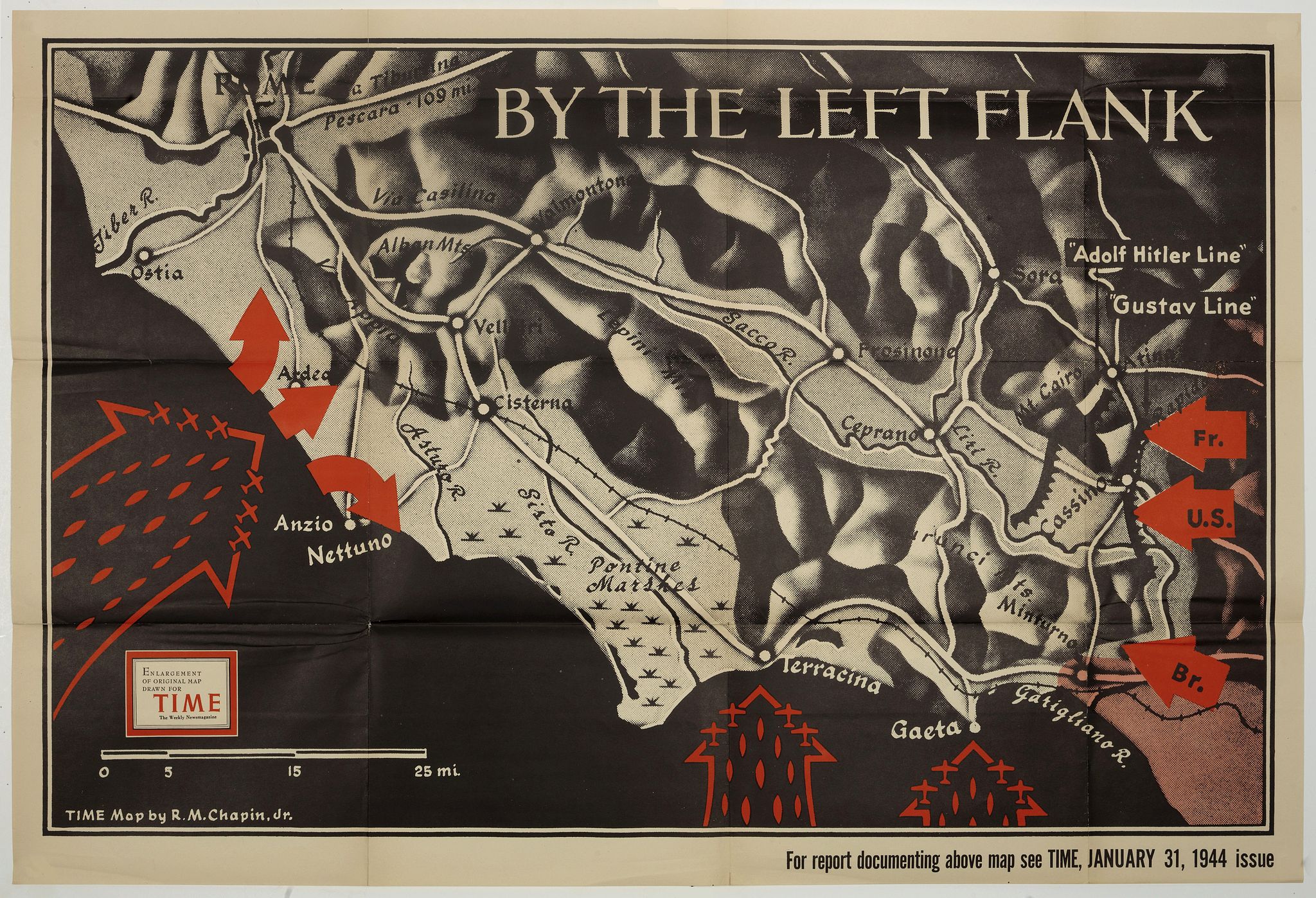 CHAPIN, R. M. Jr., By the Left Flank., antique map, old maps