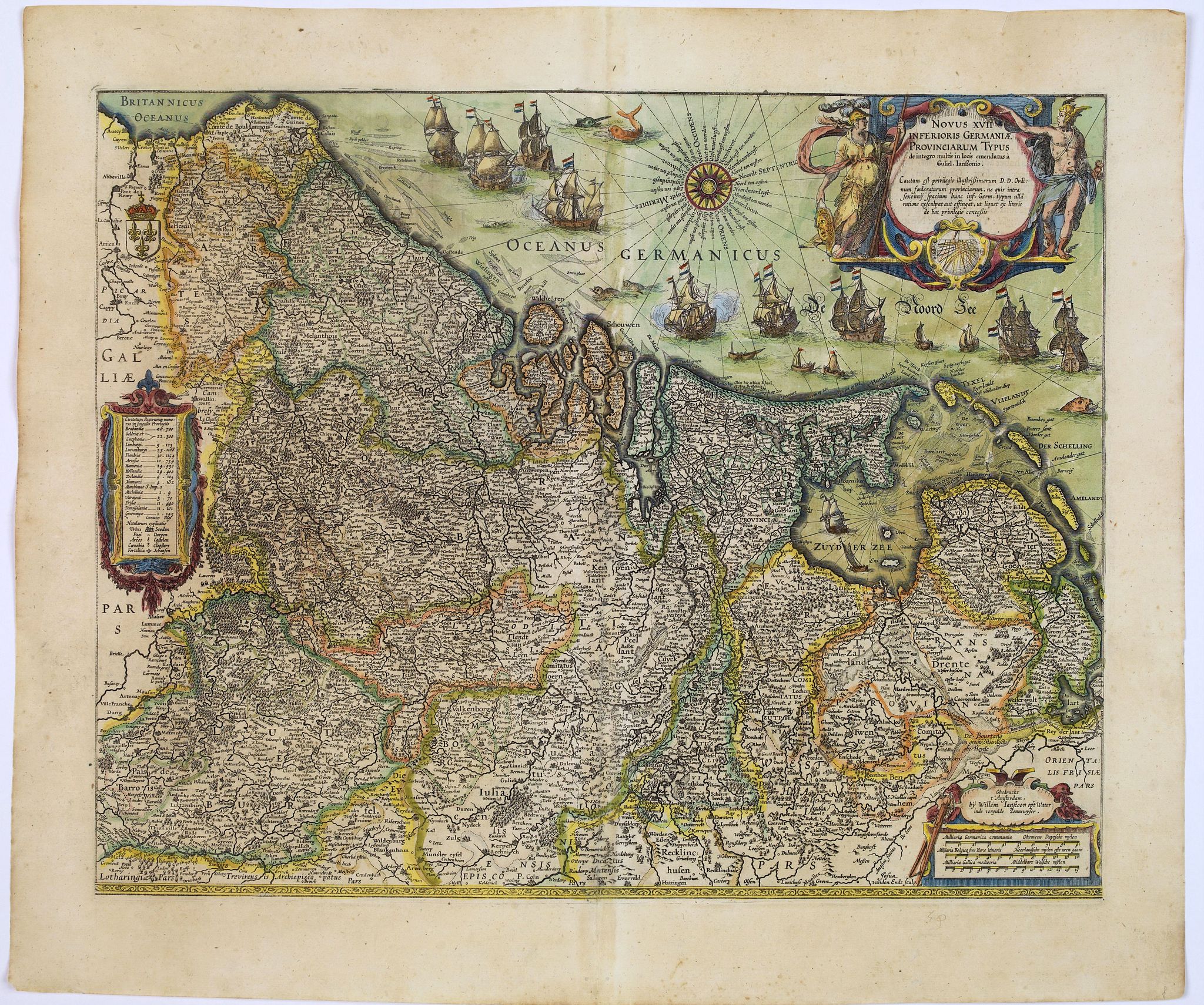 BLAEU, W., Novus XVII Inferioris Germaniae Provinciarum Typus., antique map, old maps