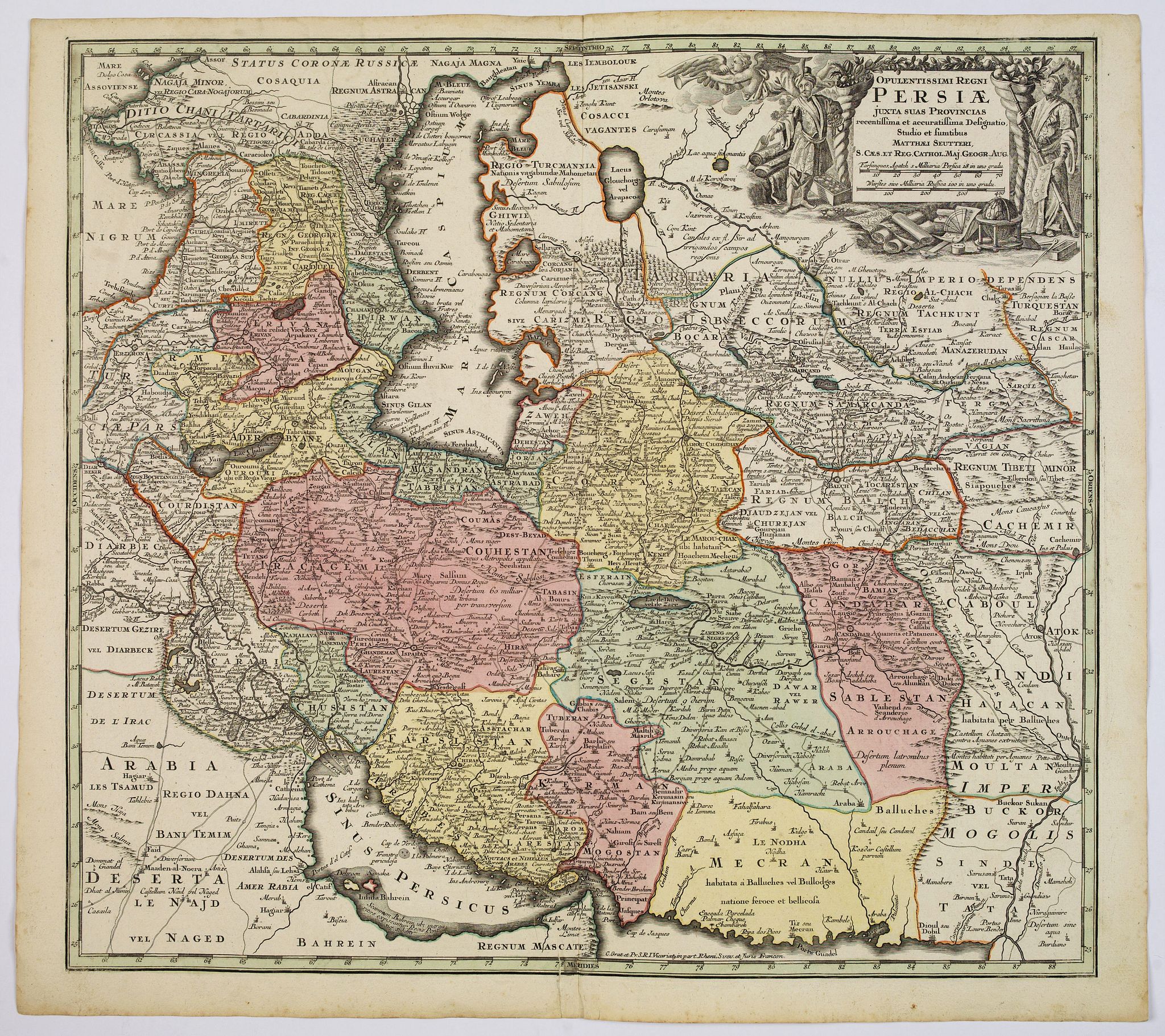 SEUTTER, M., Opulentissimi Regni Persiae., antique map, old maps