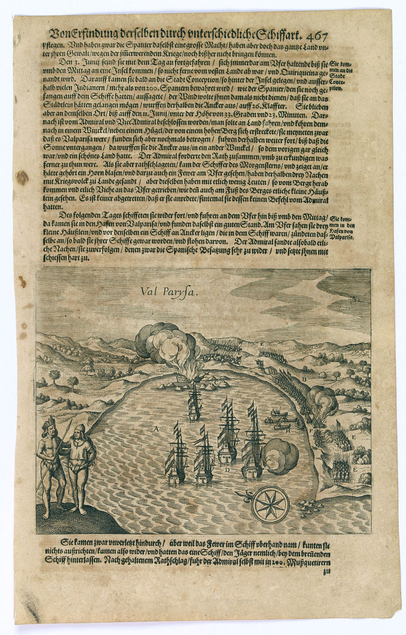 GOTTFRIED, J.L. / DE BRY., Val Parysa., antique map, old maps