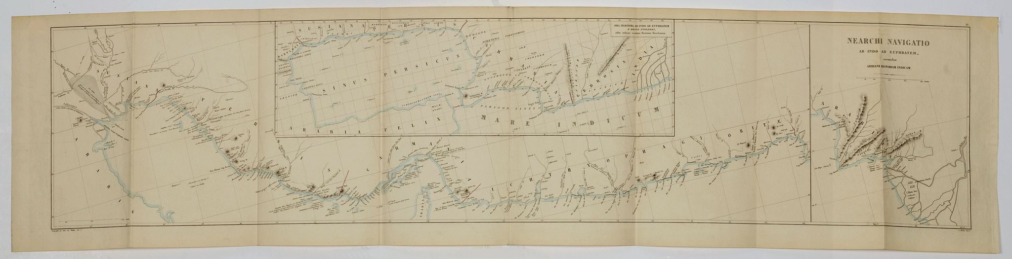 MULLER, K. W. L., Nearchi Navigatio ab indo ad Euphratem secundum arriani historiam Indicum. . ., antique map, old maps