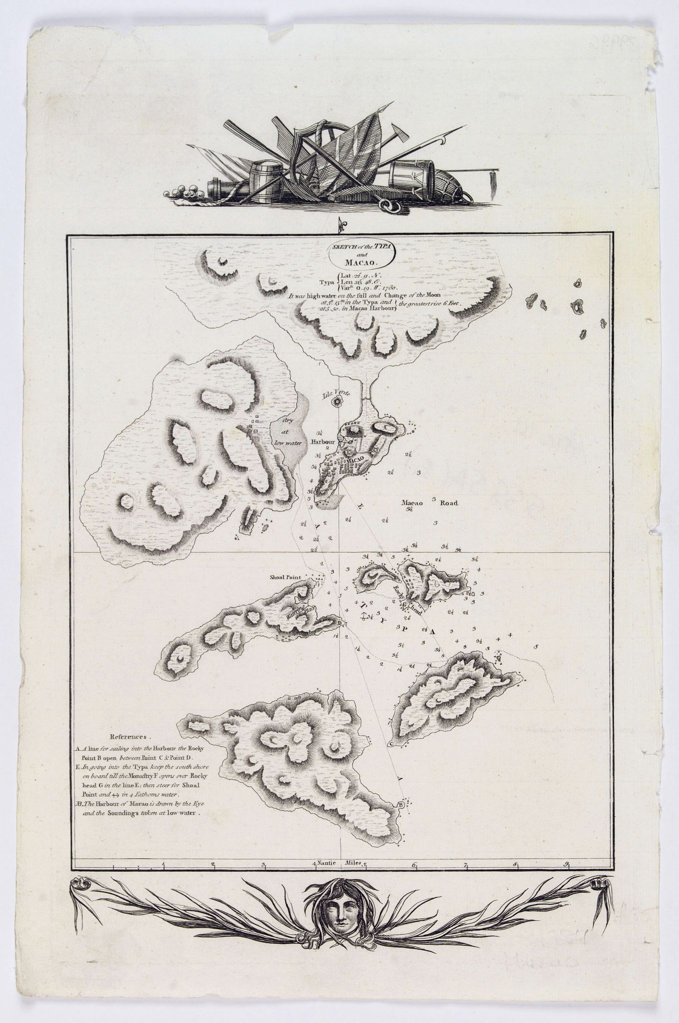 HOGG, Alexander., Sketch of the Typa and Macao., antique map, old maps