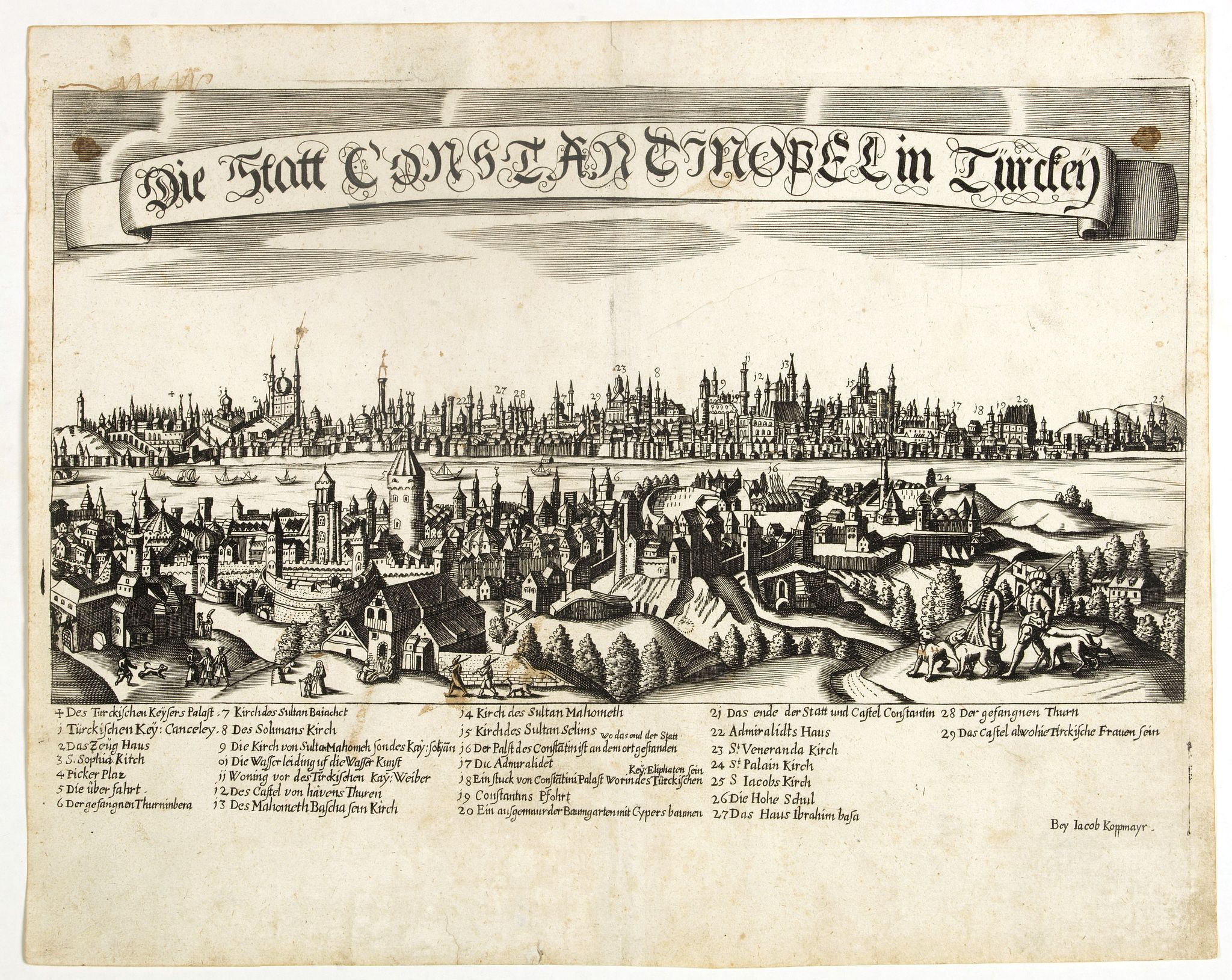 KOPPMAYR, J., Constantinopolitanae urbis effigies ad vivum expressa., antique map, old maps
