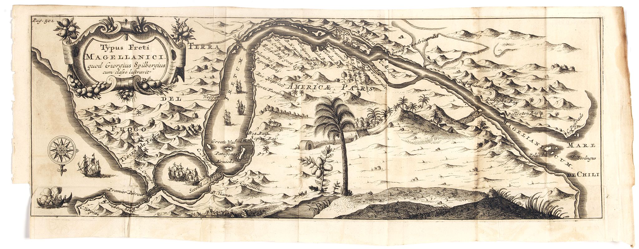 RENNEVILLE De, C., Typus freti Magellanici quod . . ., antique map, old maps