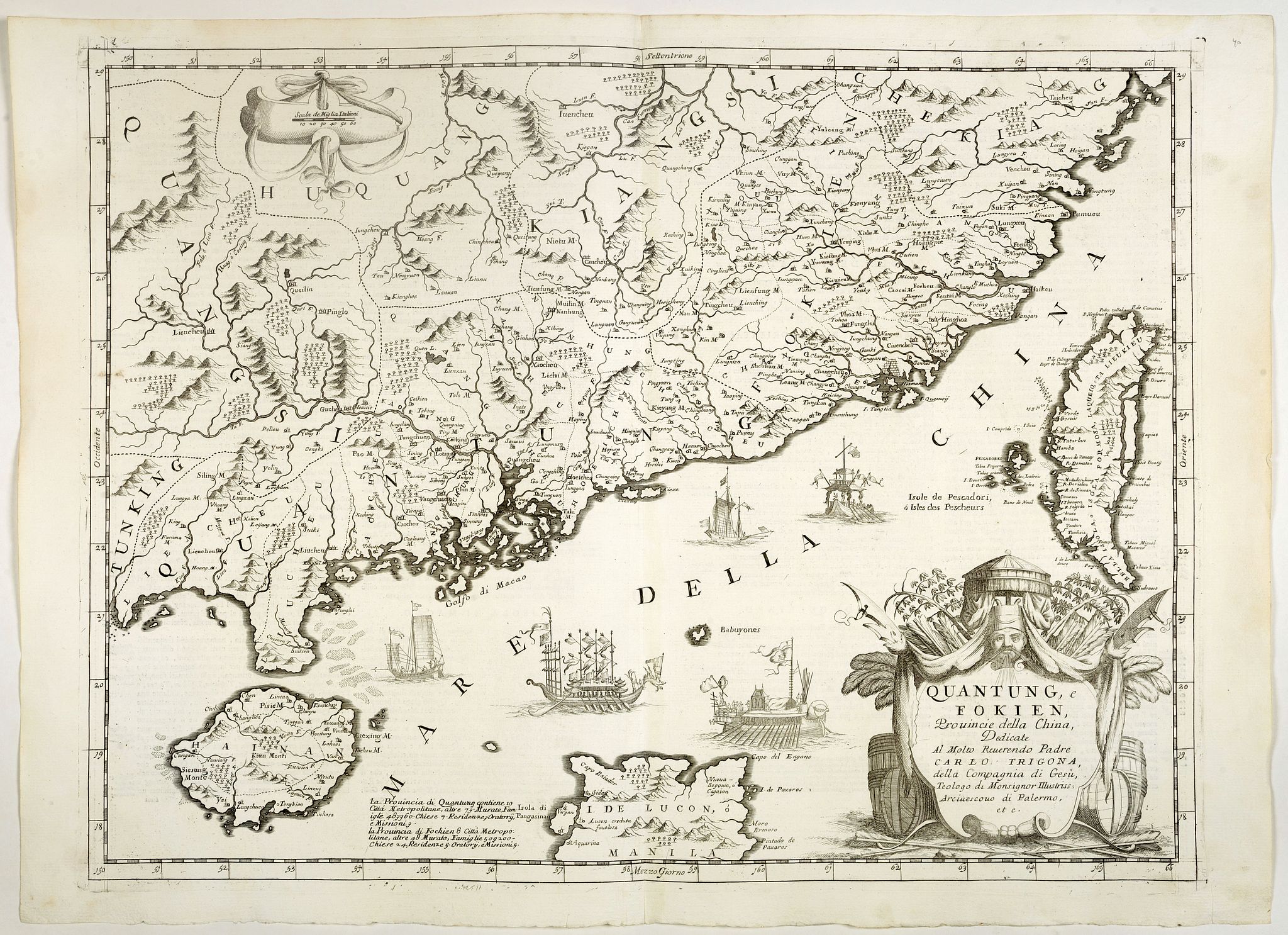 CORONELLI, V.M., Quantung, e Fokien, Provincie della China. . ., antique map, old maps