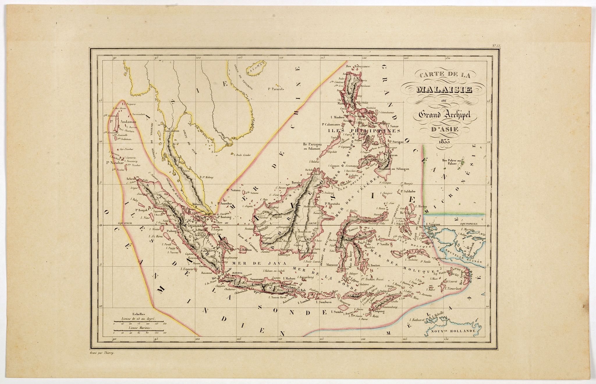 MALTE-BRUN, Conrad., Carte de la Malaisie ou Grand archipel d'Asie., antique map, old maps