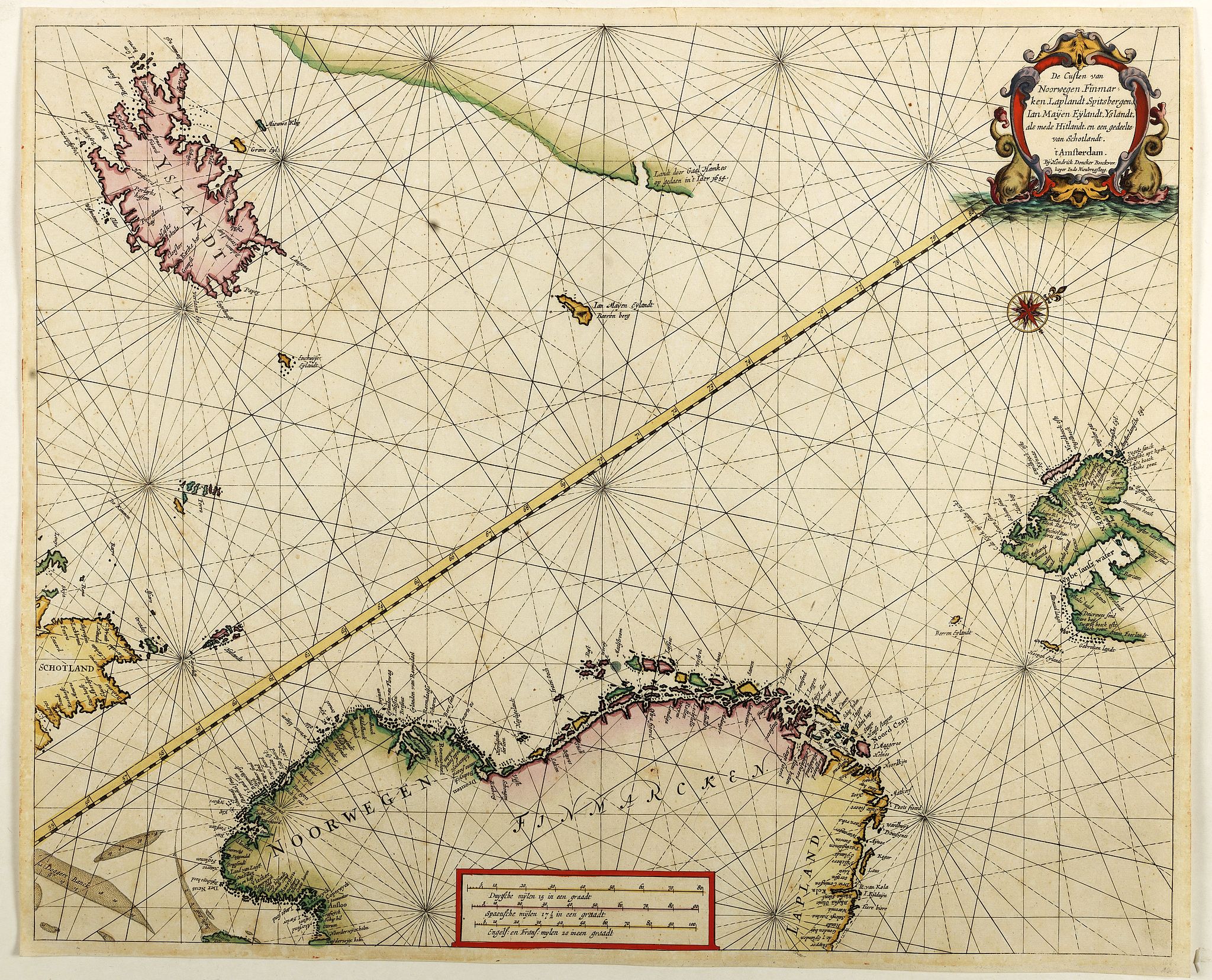 GOOS, P., De custen van Noorwegen, Finmarcken, Laplandt, Spitsbergen . . ., antique map, old maps