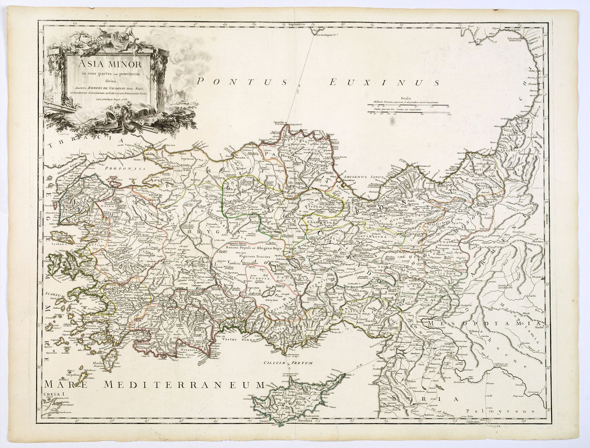 ROBERT DE VAUGONDY, G., Asia Minor in suas partes seu provincias divisa. . ., antique map, old maps