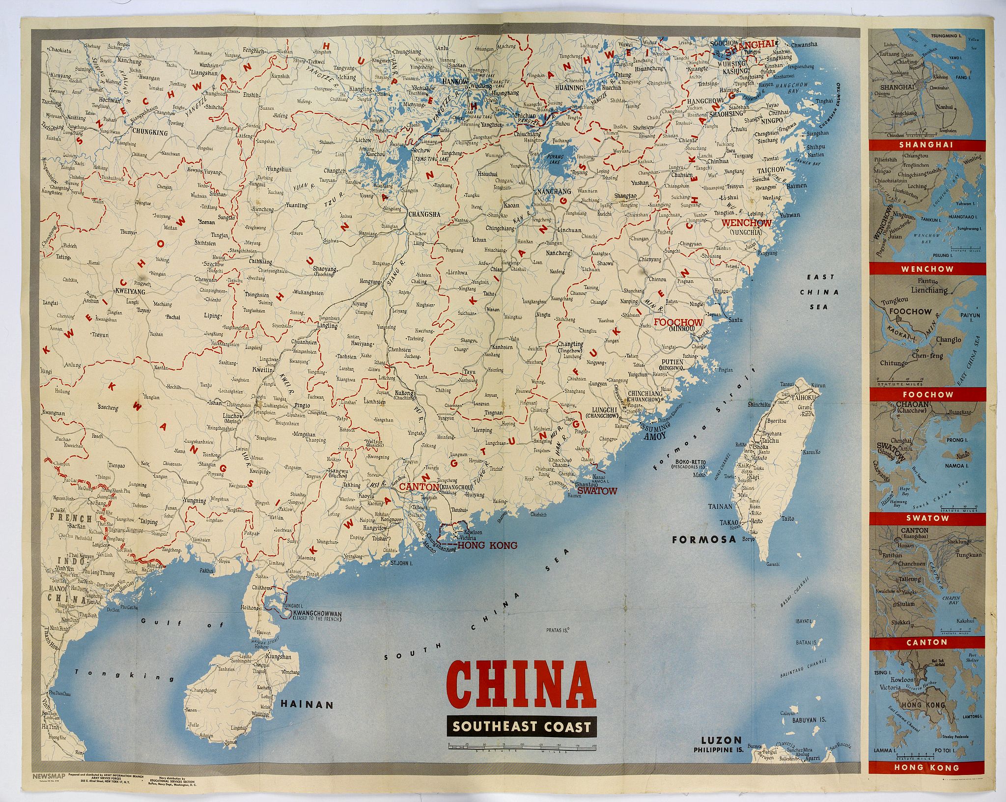 U.S. GOVERNMENT PRINTING OFFICE., China South East Coast., antique map, old maps