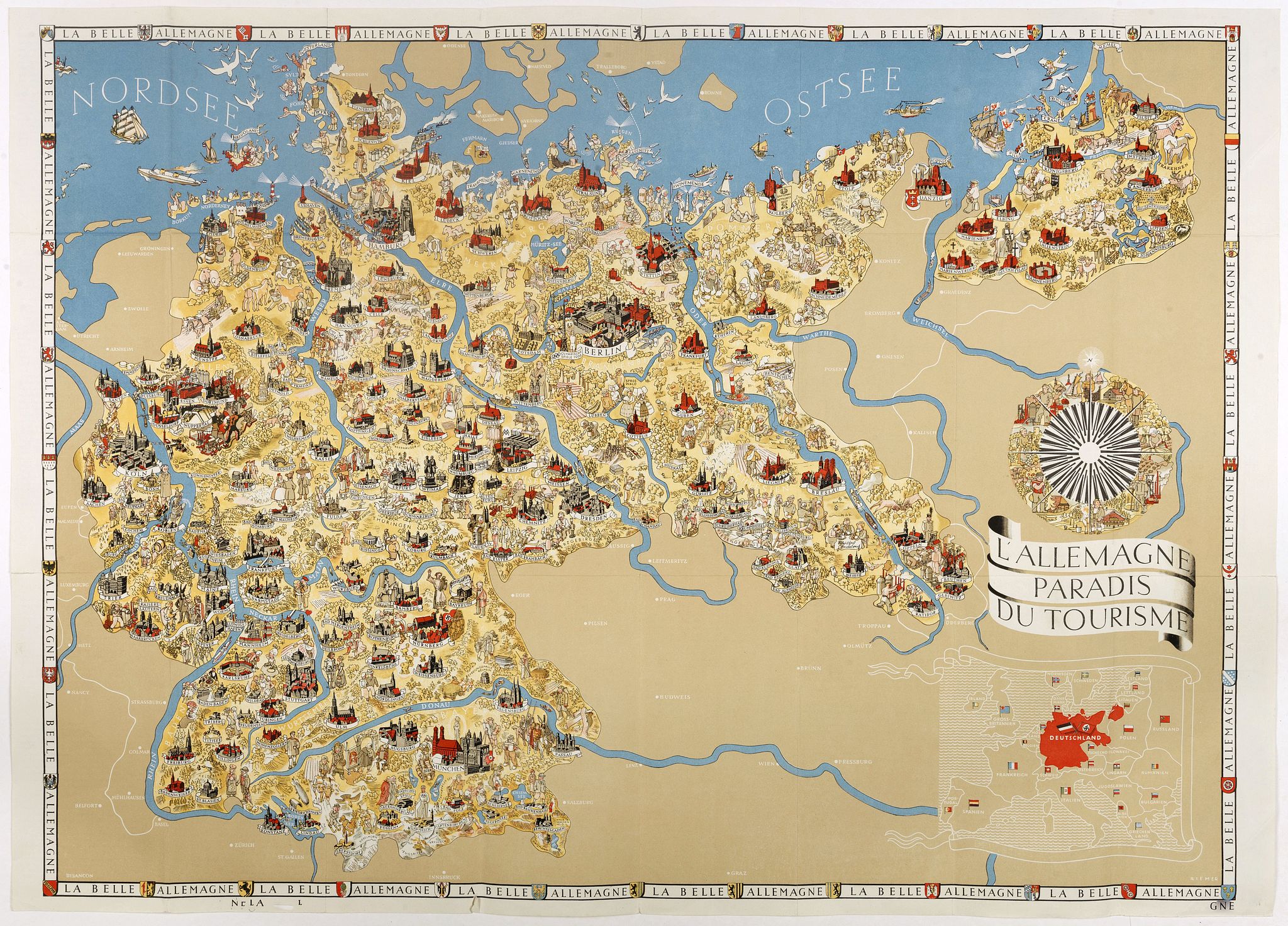 RIEMER, W., L'Allemagne au paradis du tourisme., antique map, old maps