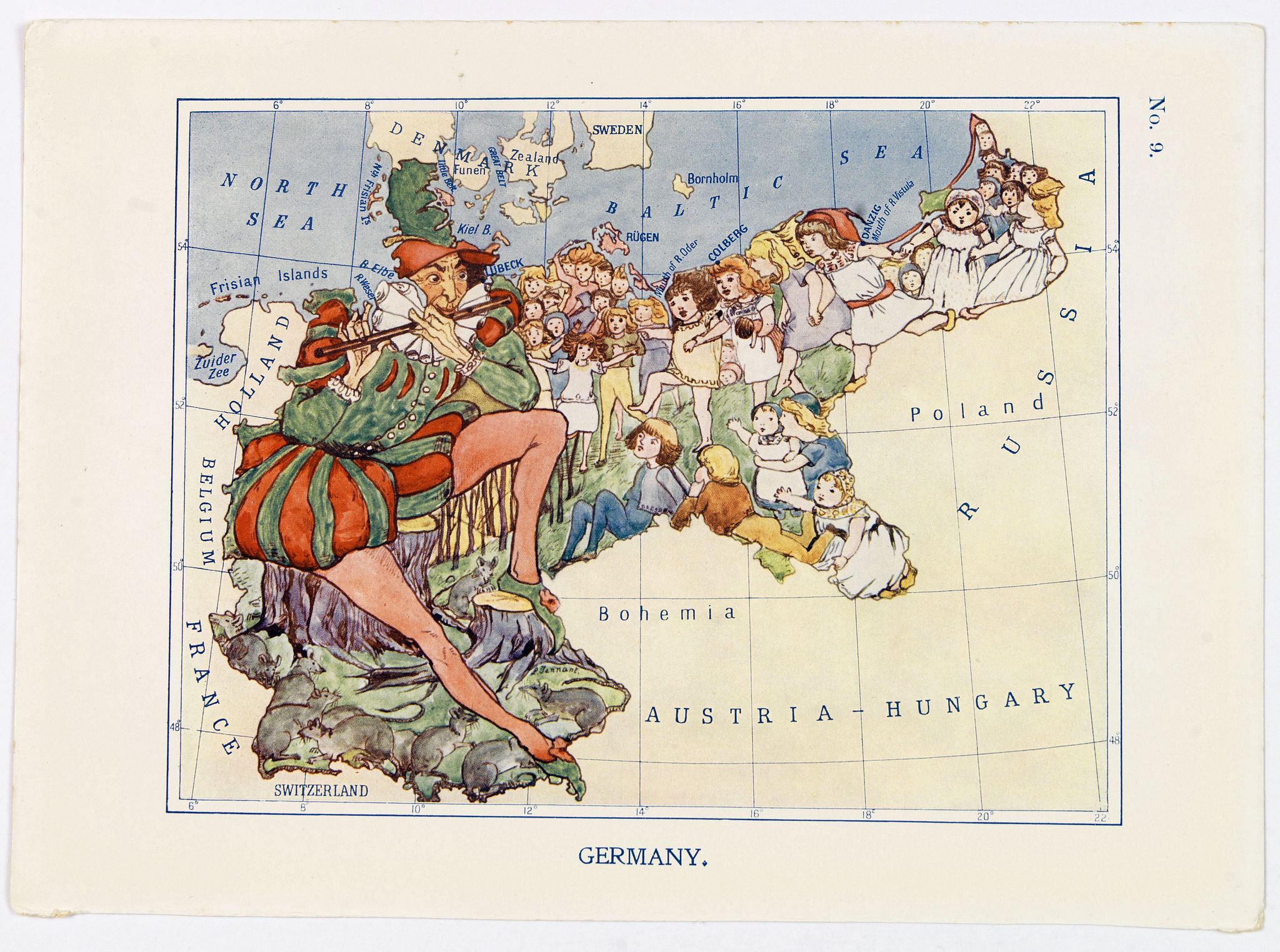 TENNANT, Lillian., Germany., antique map, old maps