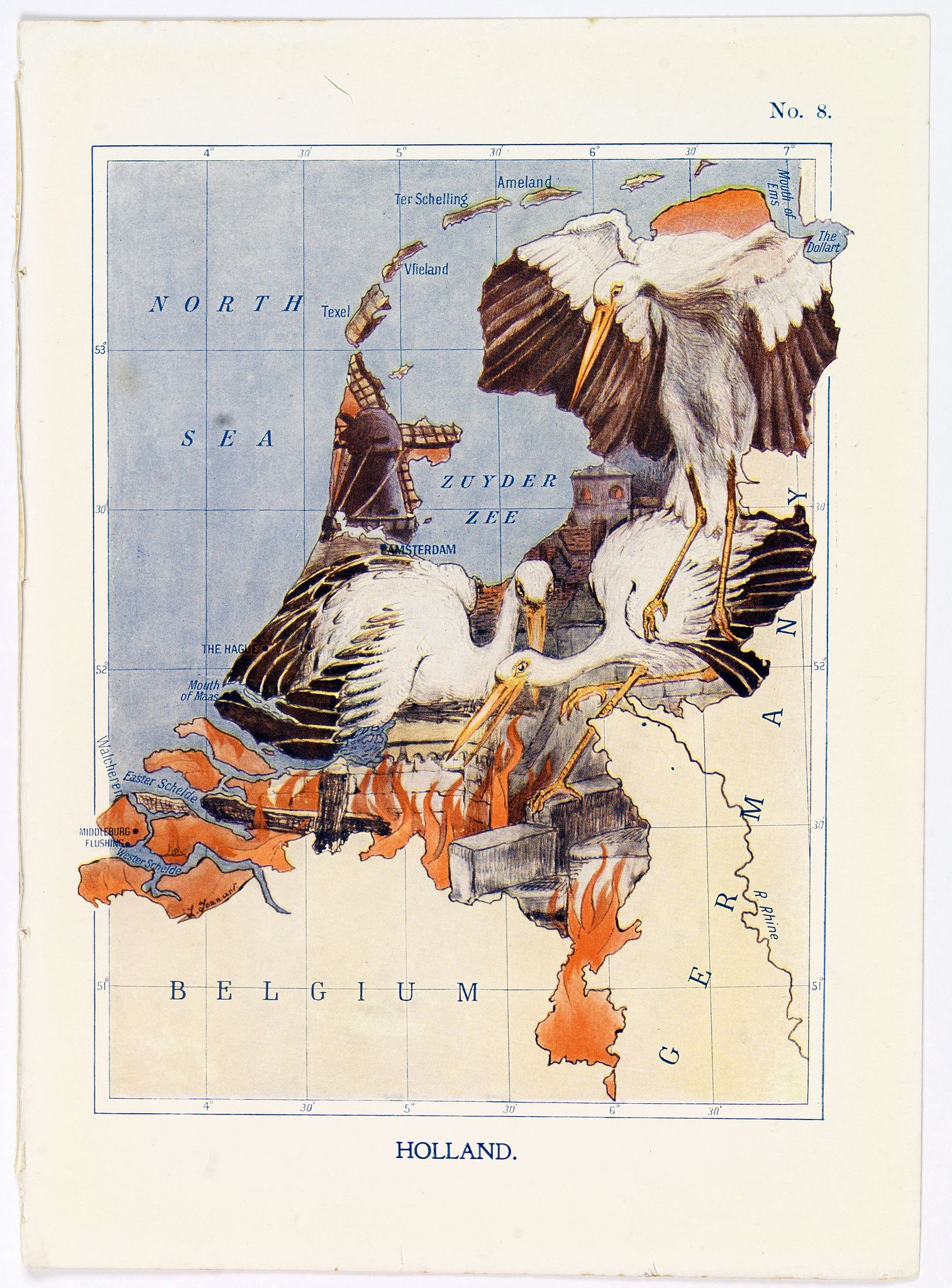 TENNANT, Lillian., Holland., antique map, old maps