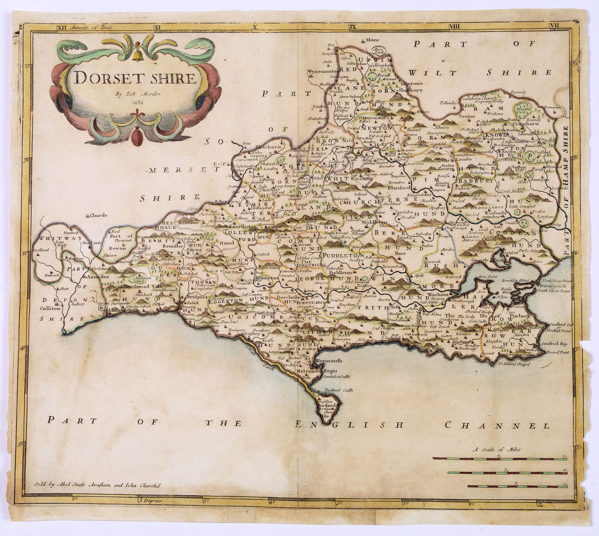 MORDEN, Robert., Dorsetshire., antique map, old maps