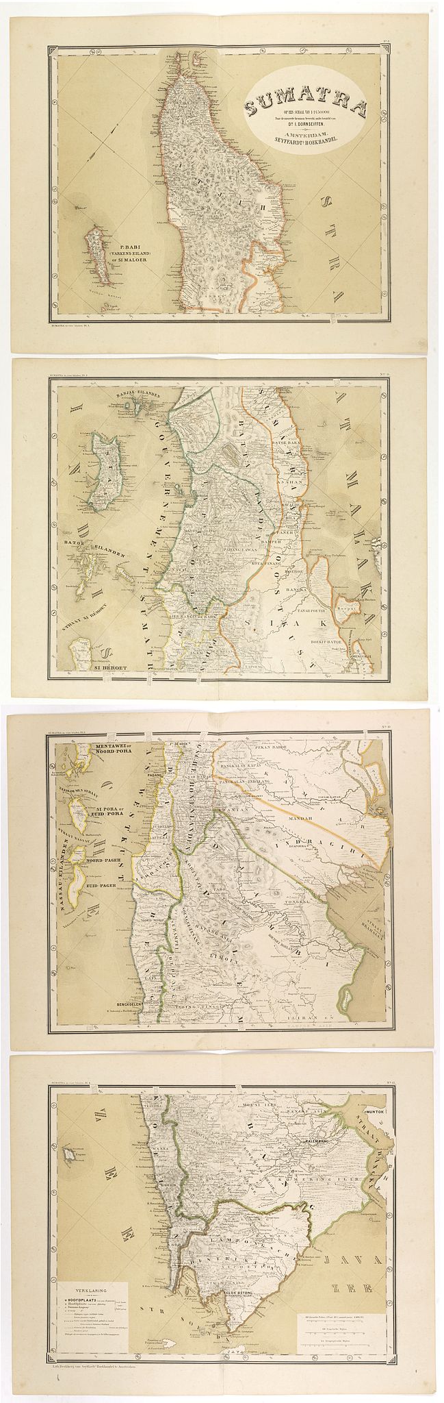 DORNSEIFFEN, I., Sumatra op een schaal van 1: 1450000, antique map, old maps