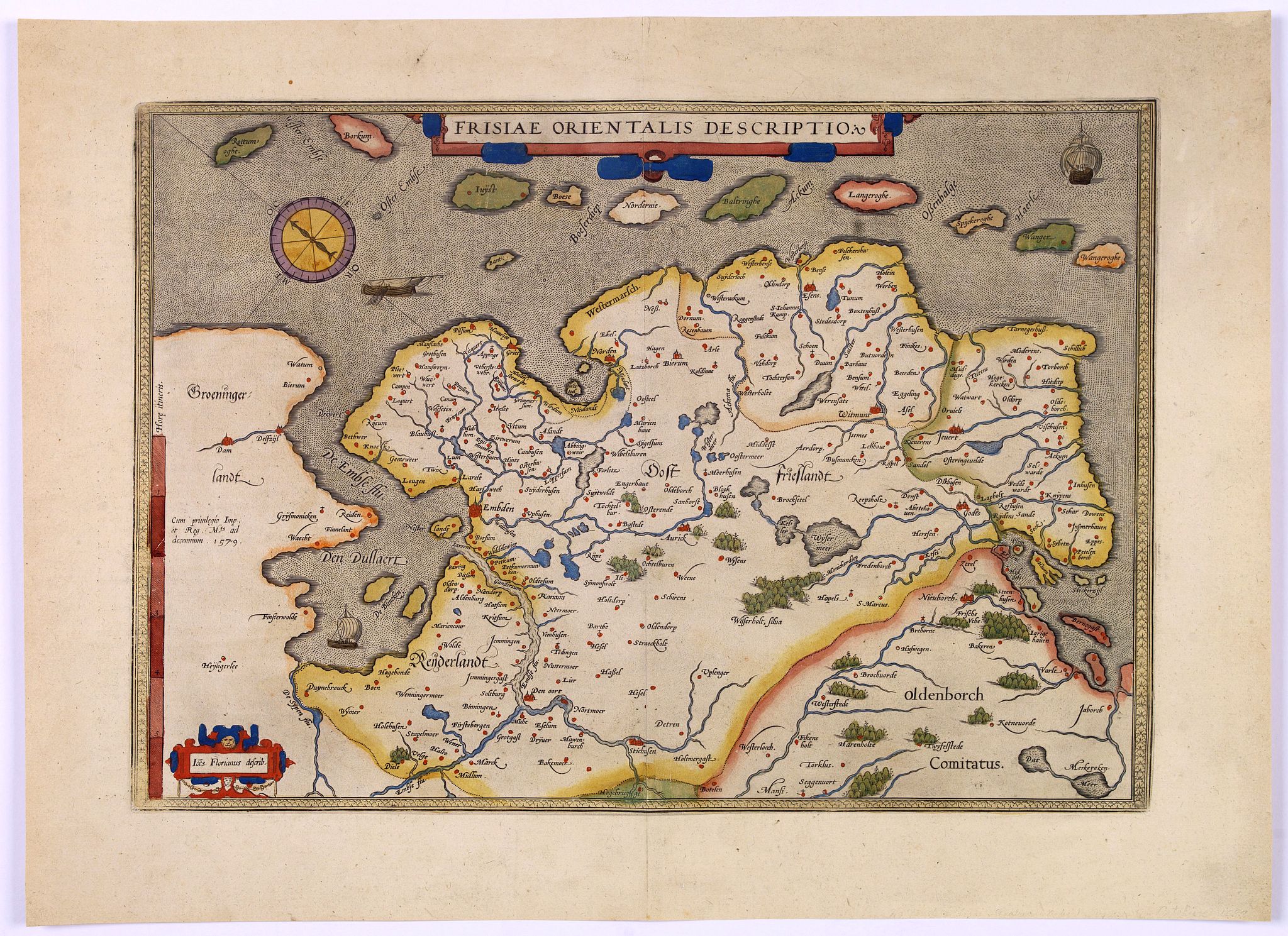 ORTELIUS, A., Frisiae Orientalis Descriptio., antique map, old maps
