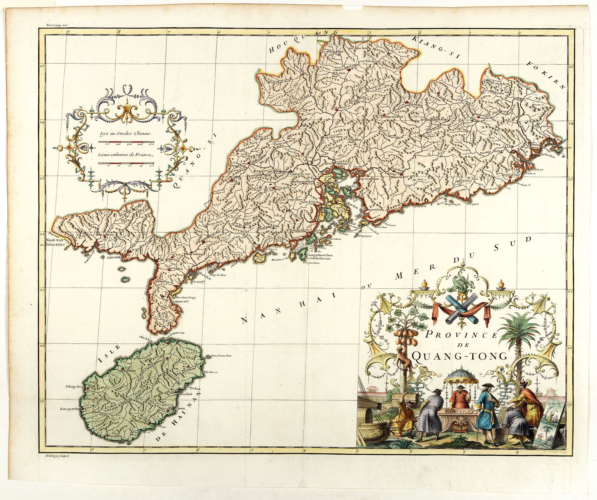 ANVILLE, J.B.D', Province de Quang-Tong., antique map, old maps