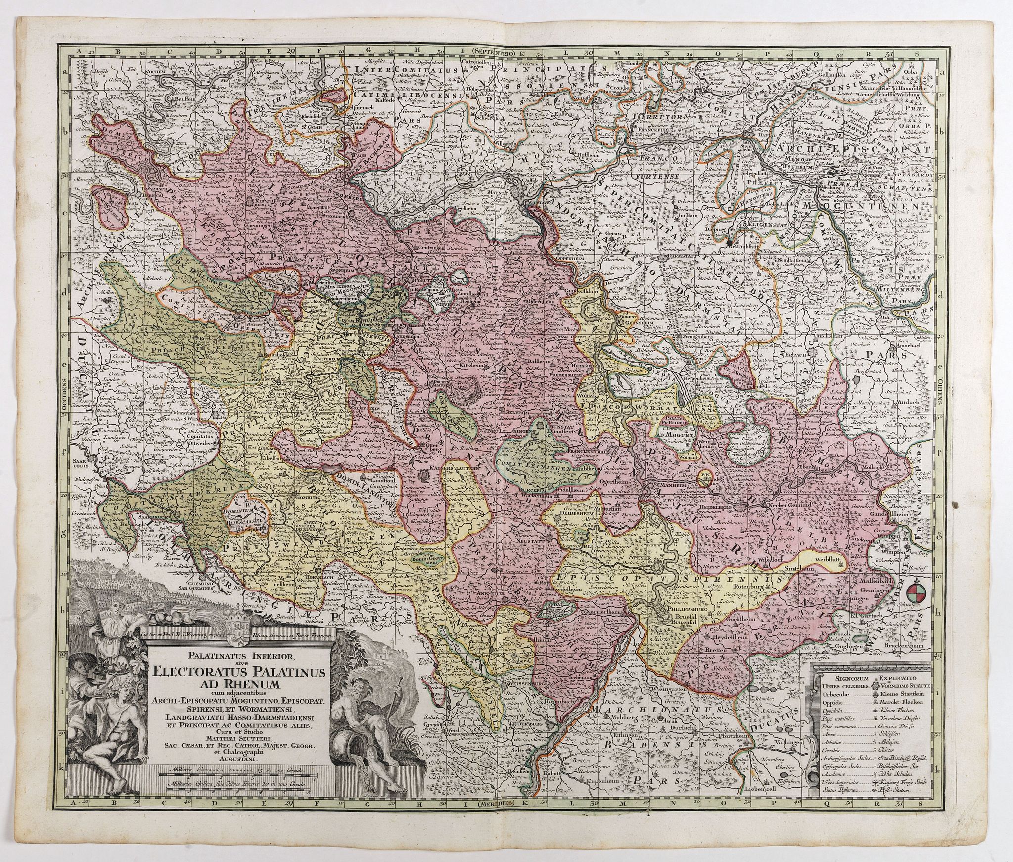 SEUTTER, M., Palatinatus inferior, sive Electoratus Palatinus ad Rhenum . . ., antique map, old maps