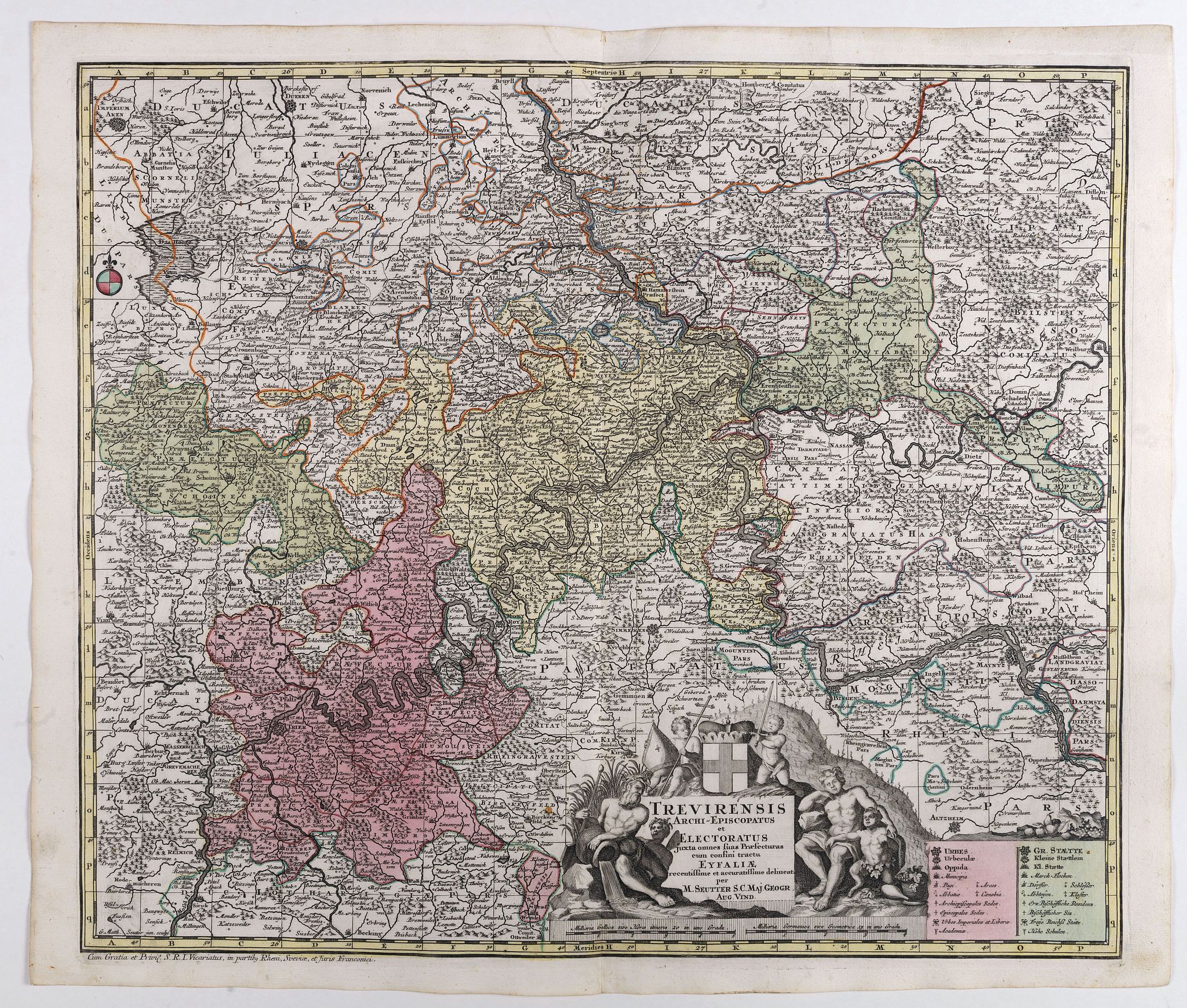 SEUTTER, M., Trevirensis Archi-Episcopatus et Electoratus . . ., antique map, old maps