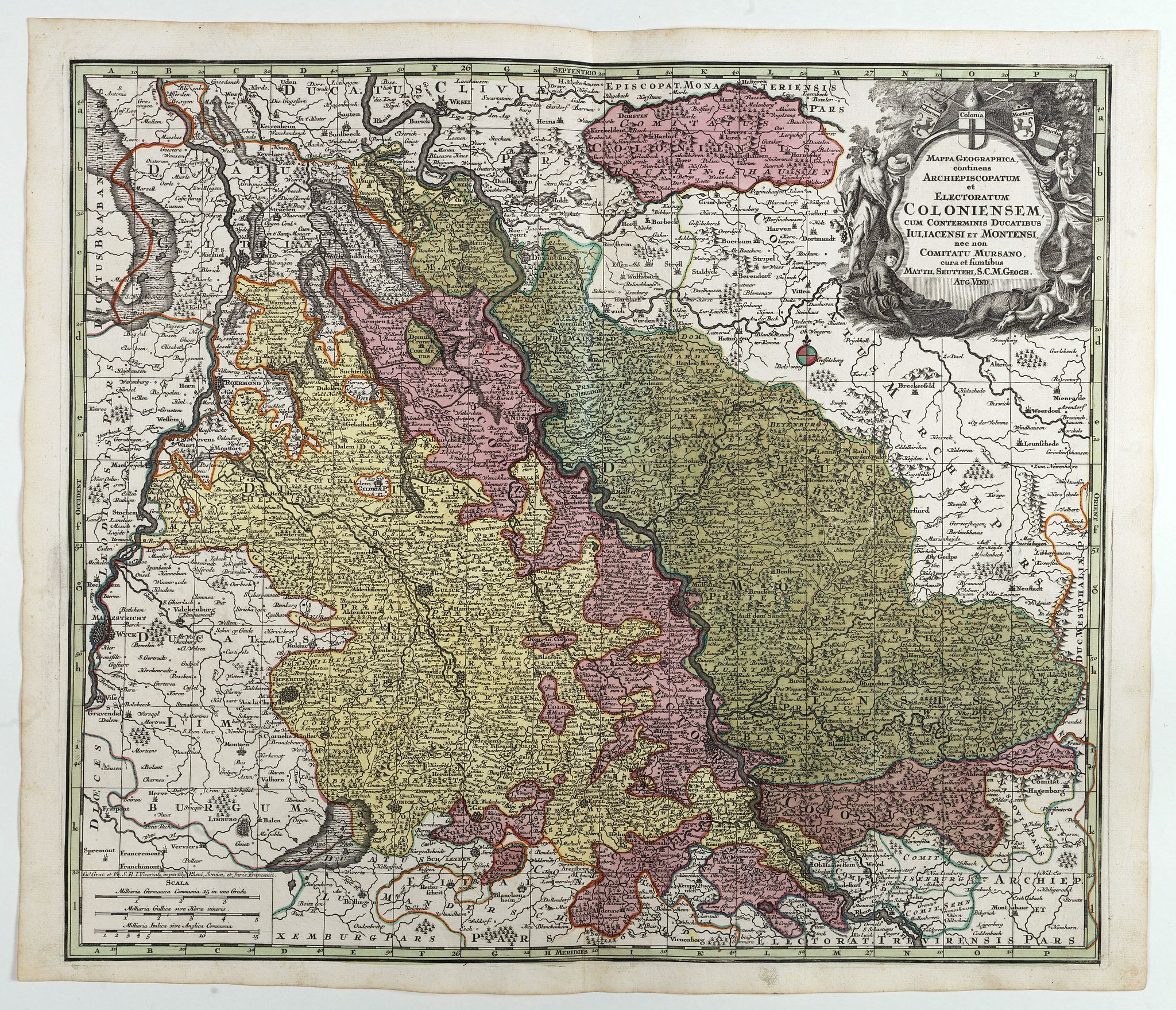 SEUTTER, M., Mappa geographica continens archiepiscopatum et electoratum Coloniensem . . ., antique map, old maps