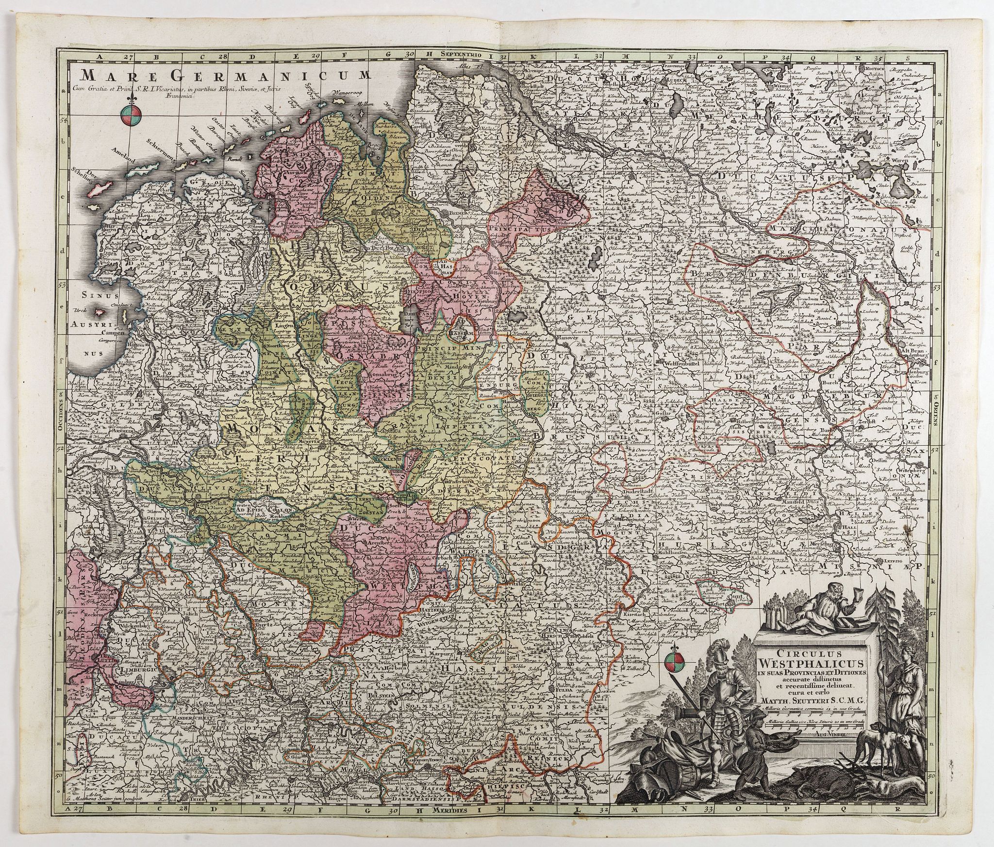 SEUTTER, M., Circulus Westphalicus in suas Provincias et Ditiones accurate distinctus et recentissime delineat / cura et caelo . . ., antique map, old maps