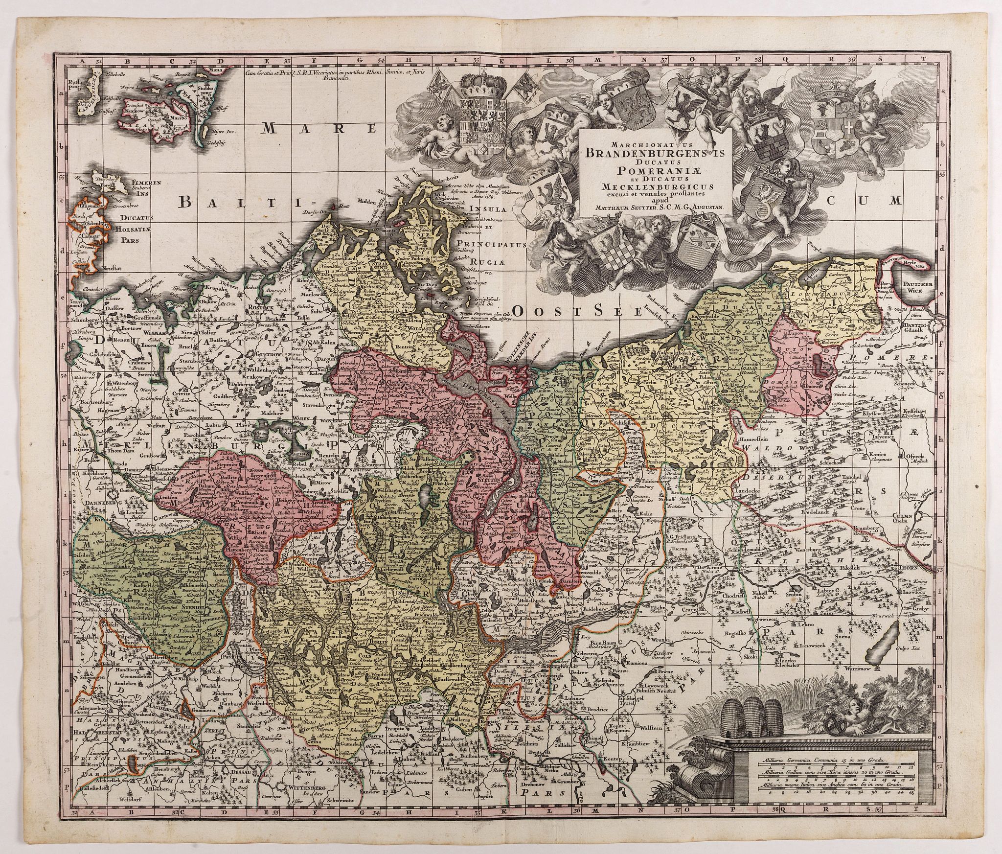 SEUTTER, M., Marchionatus Brandenburgensis Ducatus Pomeraniae et Ducatus Mecklenburgicus.. . . ., antique map, old maps