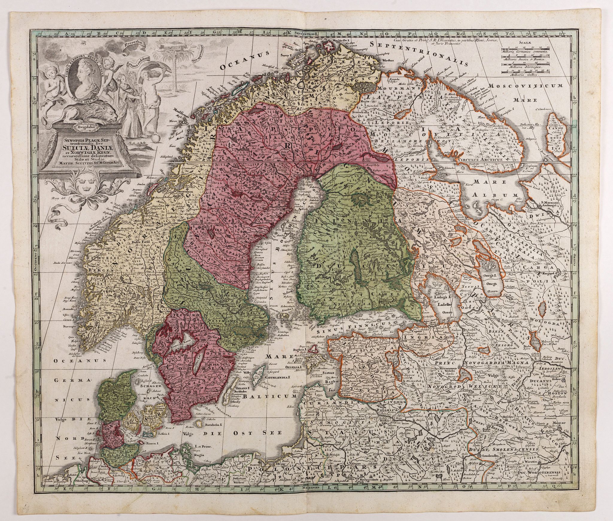 SEUTTER, M., Synopsis Plagae, Septentrionalis sive Sueciae Daniae, et Norwegiae Regn . . ., antique map, old maps