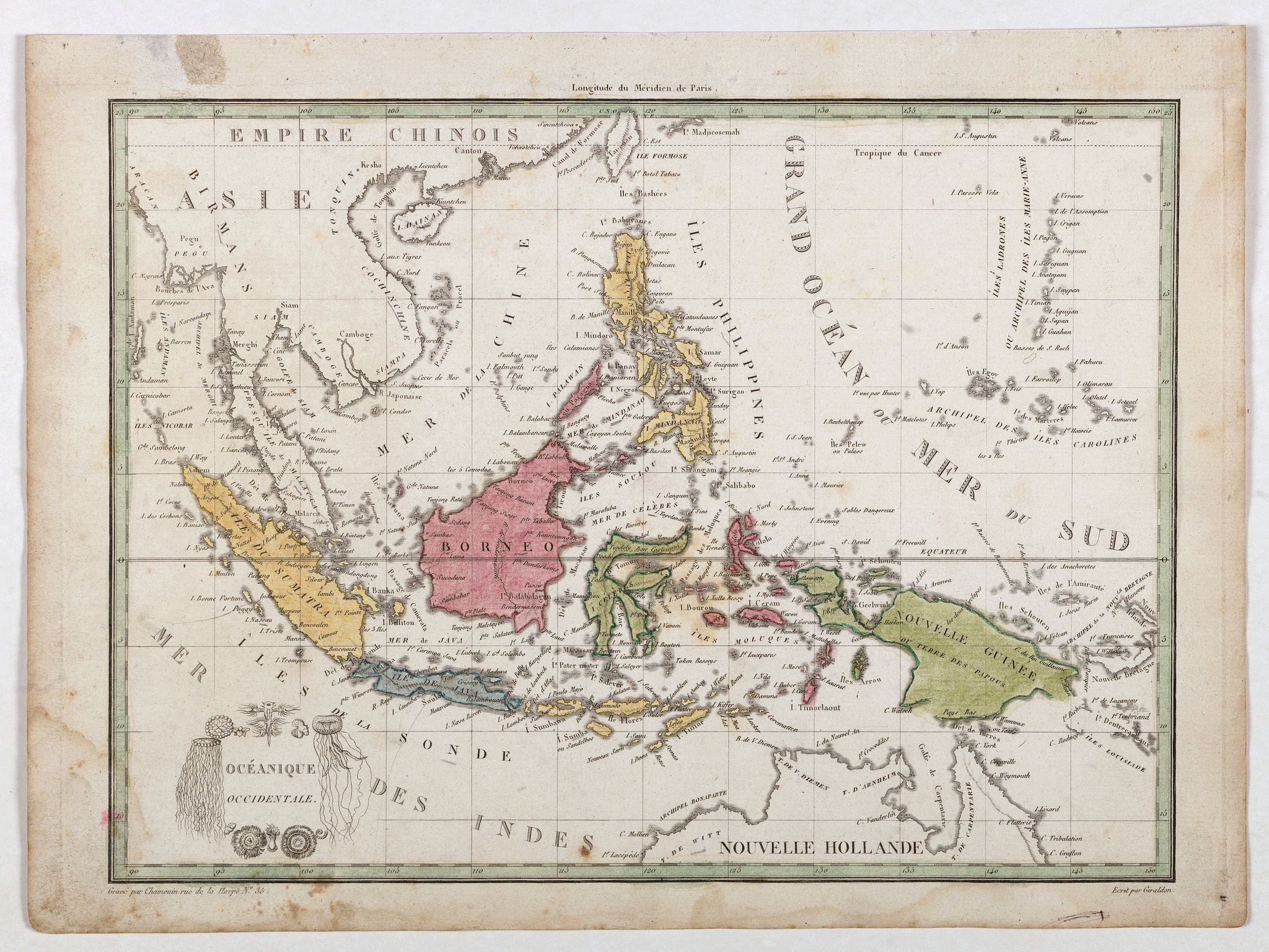 LAPIE, P., Océanique Occidentale., antique map, old maps