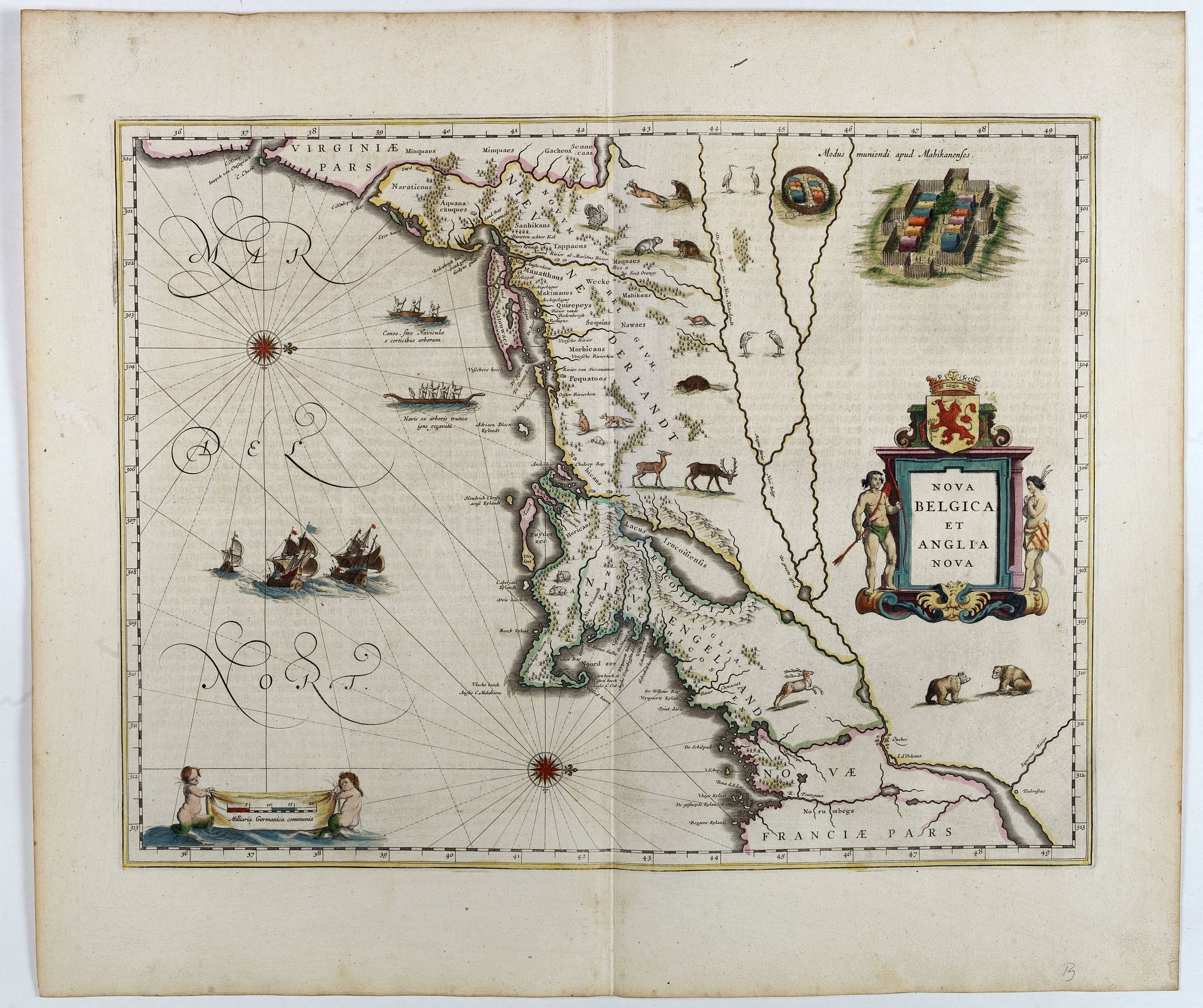 BLAEU, W., Nova Belgica et Anglia Nova., antique map, old maps
