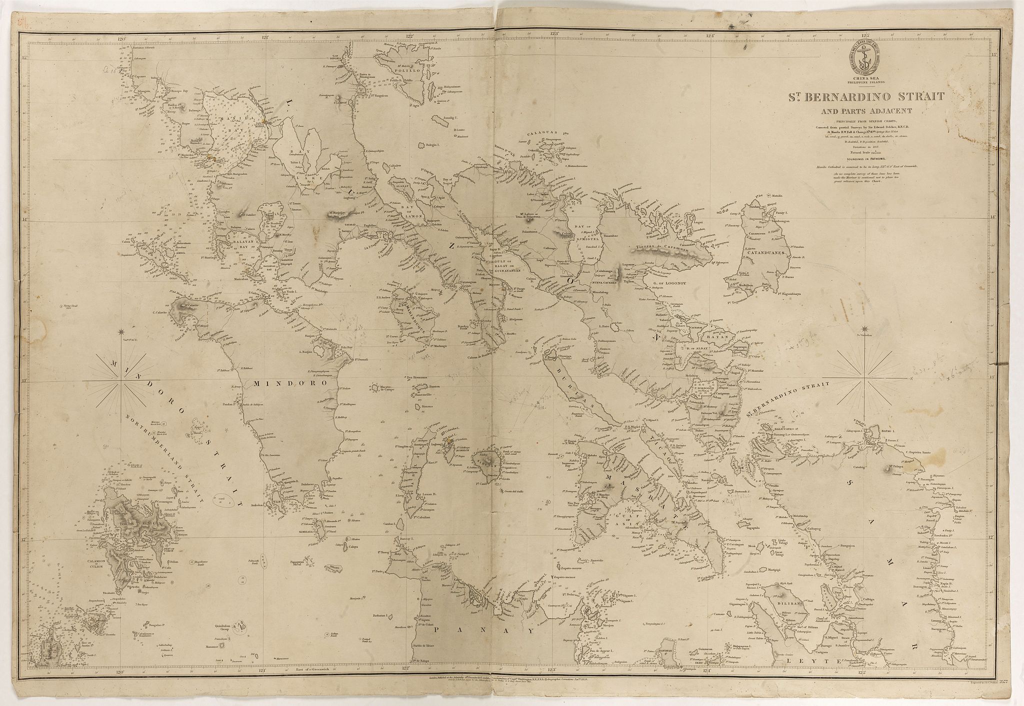 LONDON ADMIRALTY., St Bernardino Strait and Parts Adjacent., antique map, old maps