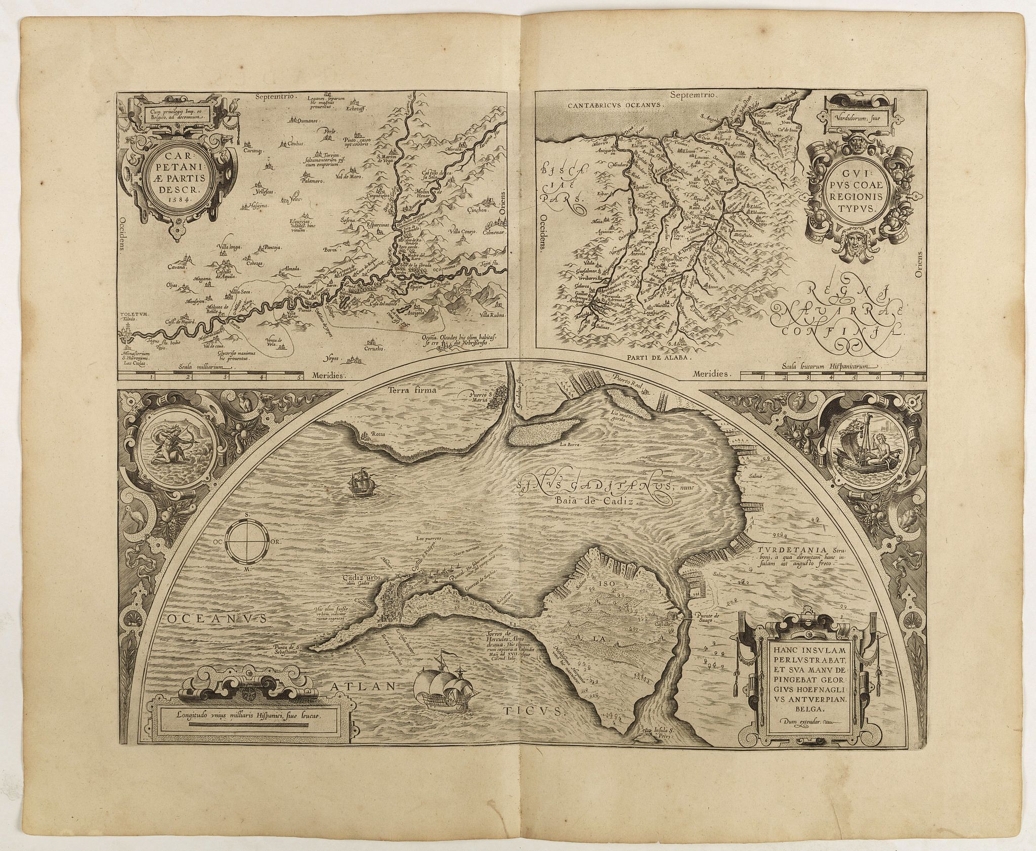 ORTELIUS, A., Carpetaniae Partis Desc.1584. - Guipus Coae Regionis Typus., antique map, old maps