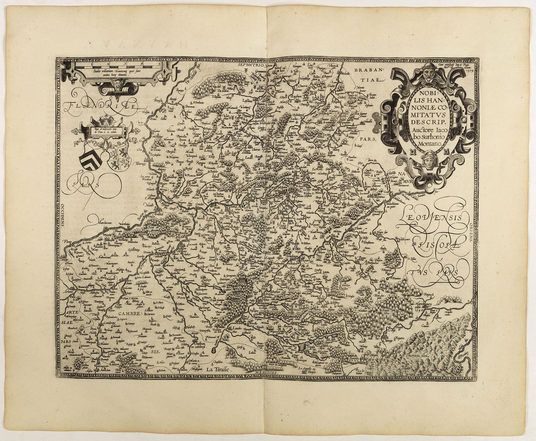 ORTELIUS, A., Nobilis Hanoniae Comitatus descrip., antique map, old maps
