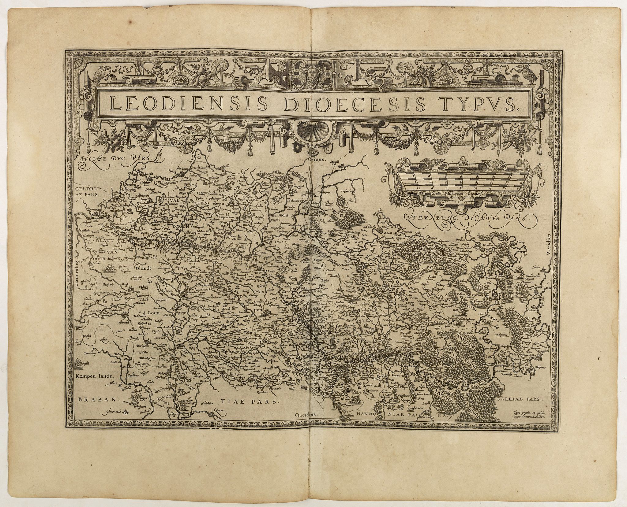 ORTELIUS, A., Leodiensis Diocesis Typus., antique map, old maps