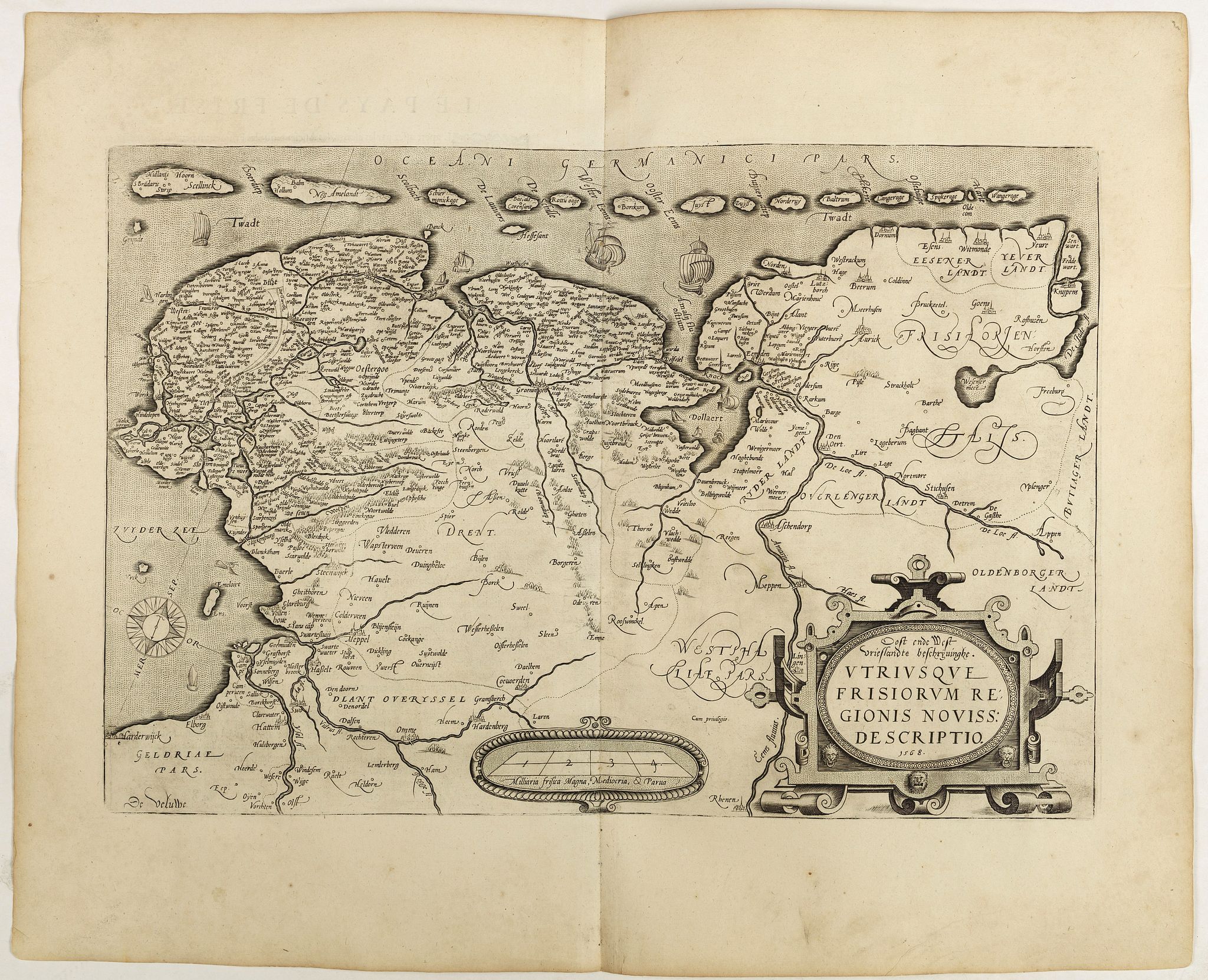 ORTELIUS, A., Utriusque Frisiorum Regionis Noviss Descriptio., antique map, old maps