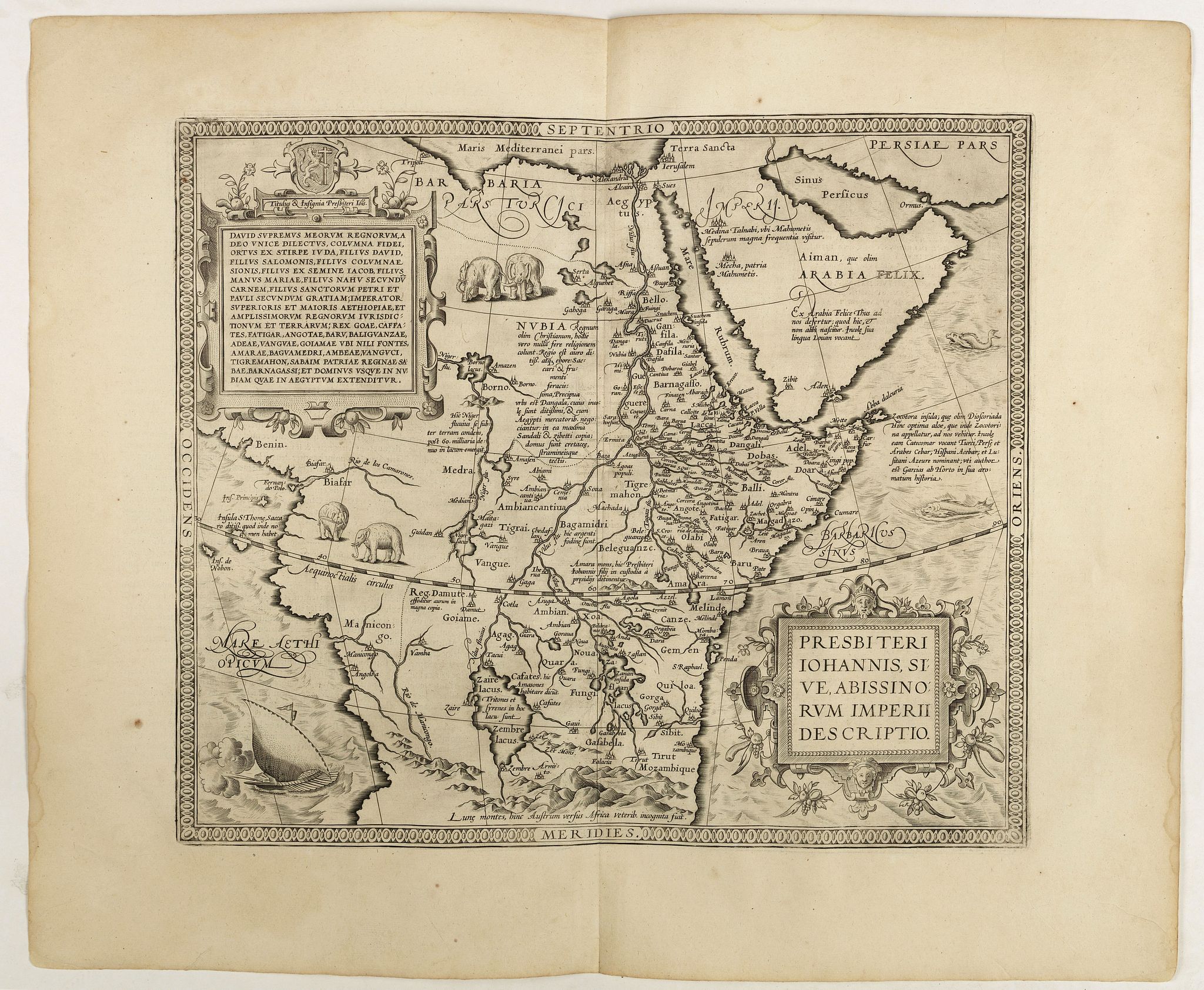 ORTELIUS, A., Presbiteri Johannis, sive Abissinorum Imperii descriptio., antique map, old maps