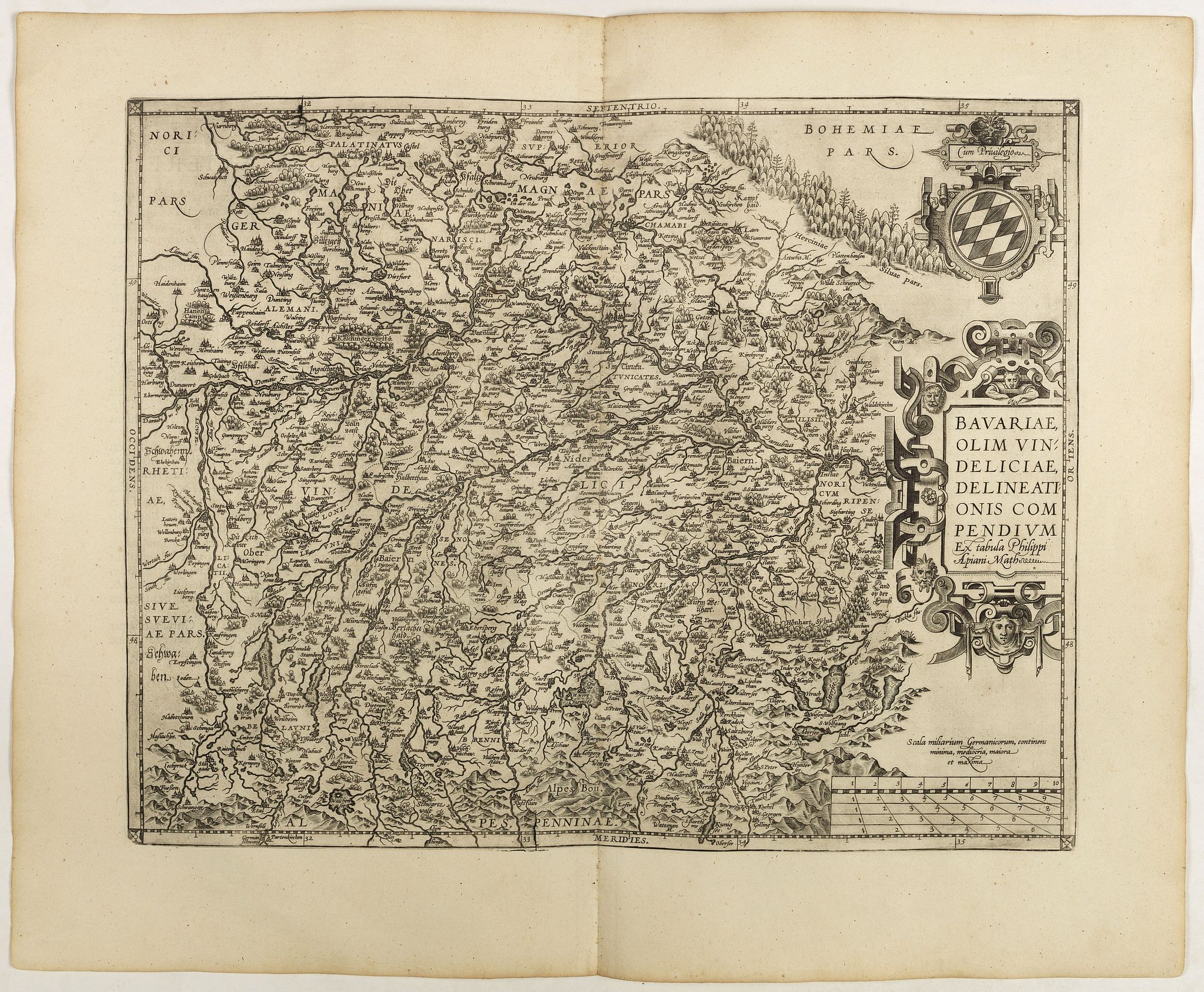 ORTELIUS, A., Bavariae, olim vindeliciae delineationis.., antique map, old maps